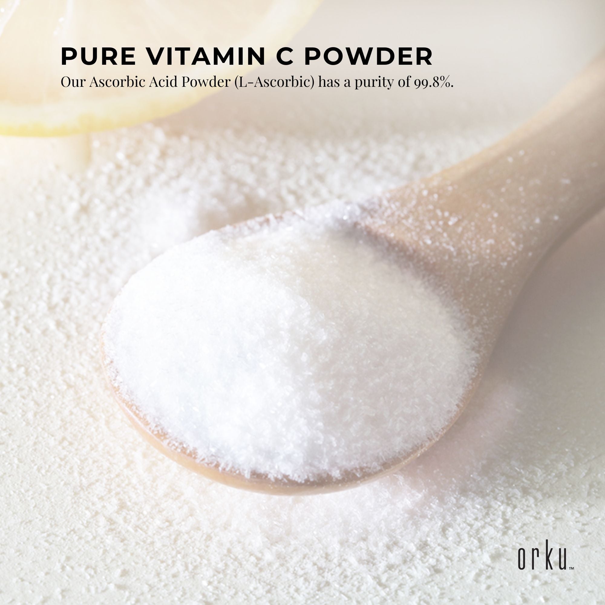 Orku 1.3Kg Vitamin C Powder in Tub Pure L-Ascorbic Acid - USP Grade Non-GMO