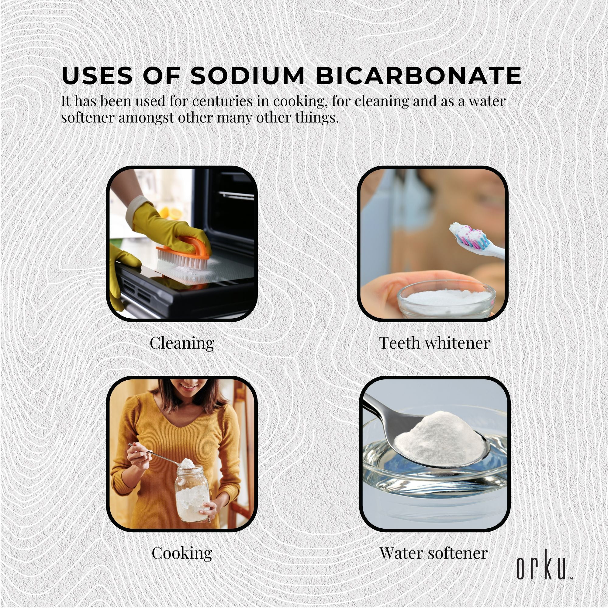 Orku 5Kg Sodium Bicarbonate Food Grade Tub Baking Soda Aluminium Free Powder