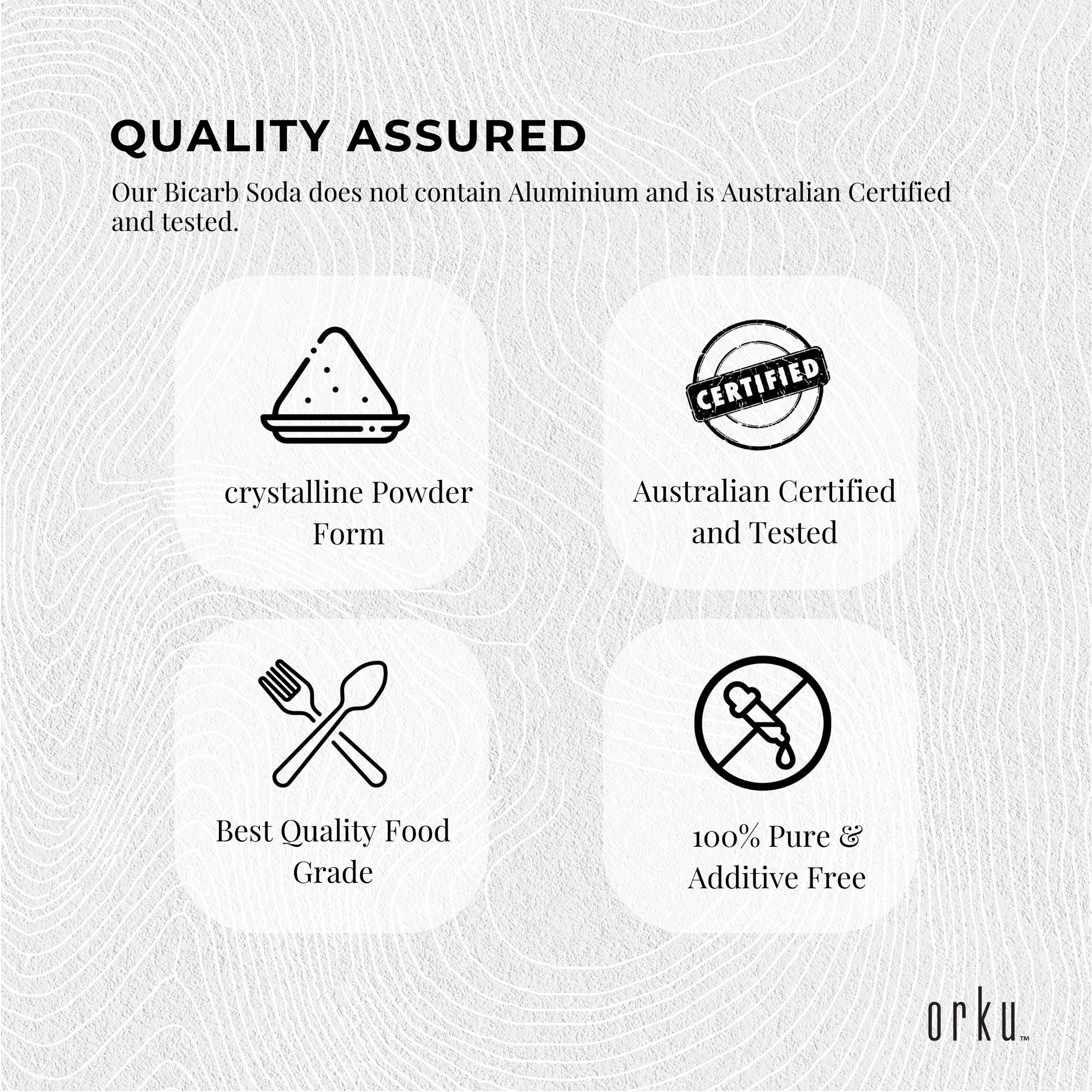 Orku 5Kg Sodium Bicarbonate Food Grade Tub Baking Soda Aluminium Free Powder