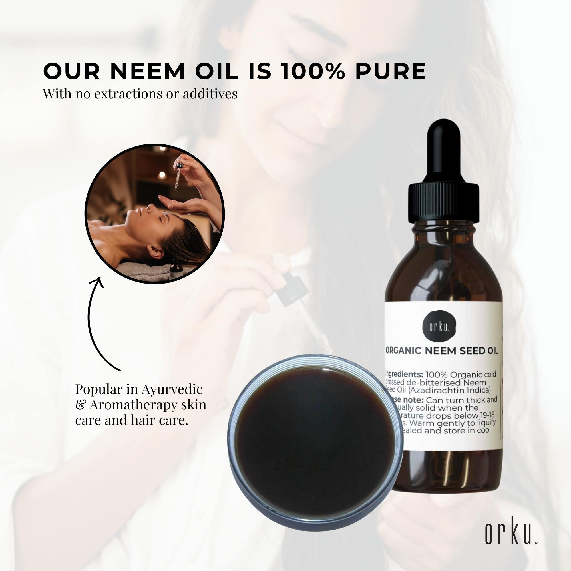 Facial Lotions & Moisturisers: Orku 25ml Organic Neem Seed Oil - Debitterised Cold Pressed Azadirachtin Indica