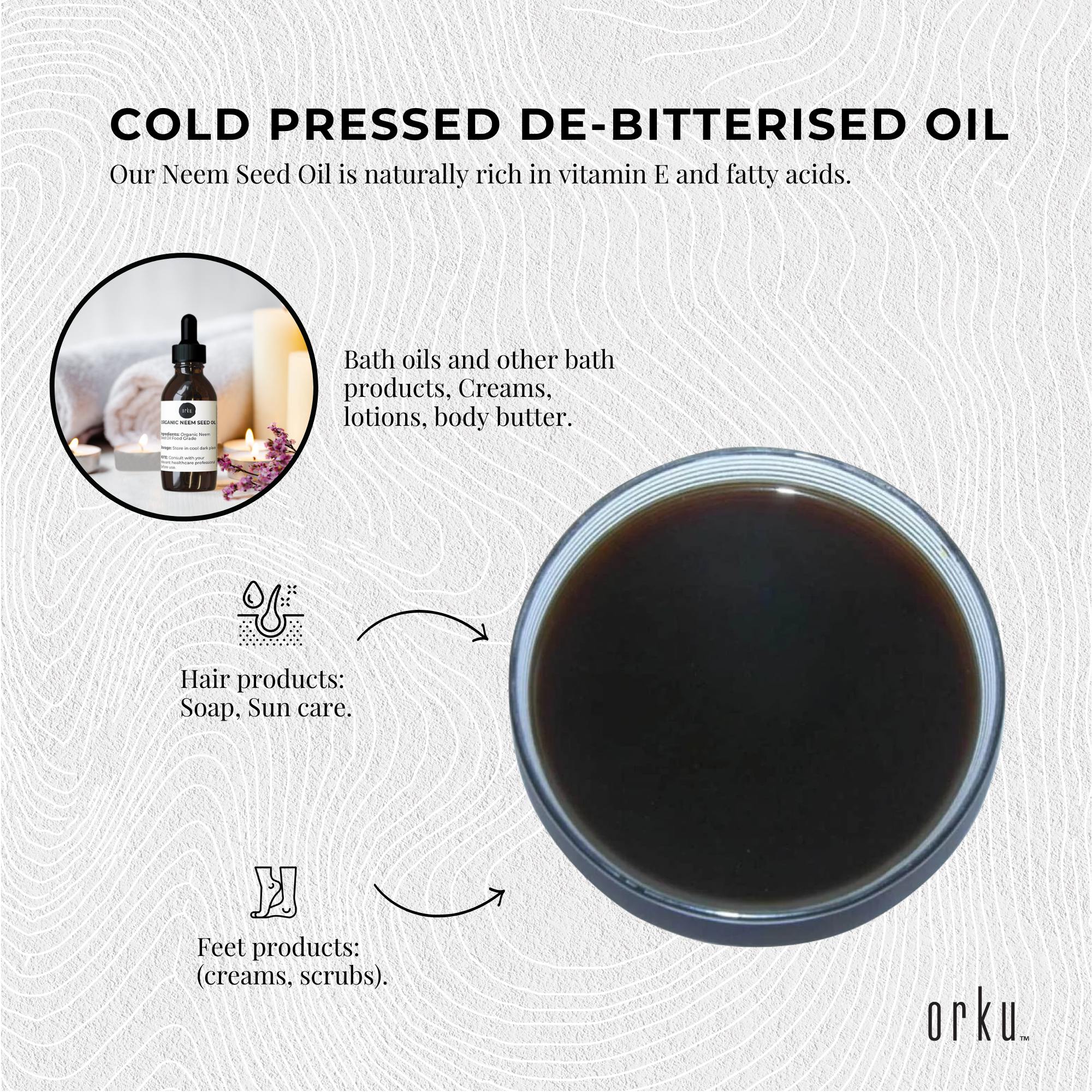 Facial Lotions & Moisturisers: Orku 25ml Organic Neem Seed Oil - Debitterised Cold Pressed Azadirachtin Indica