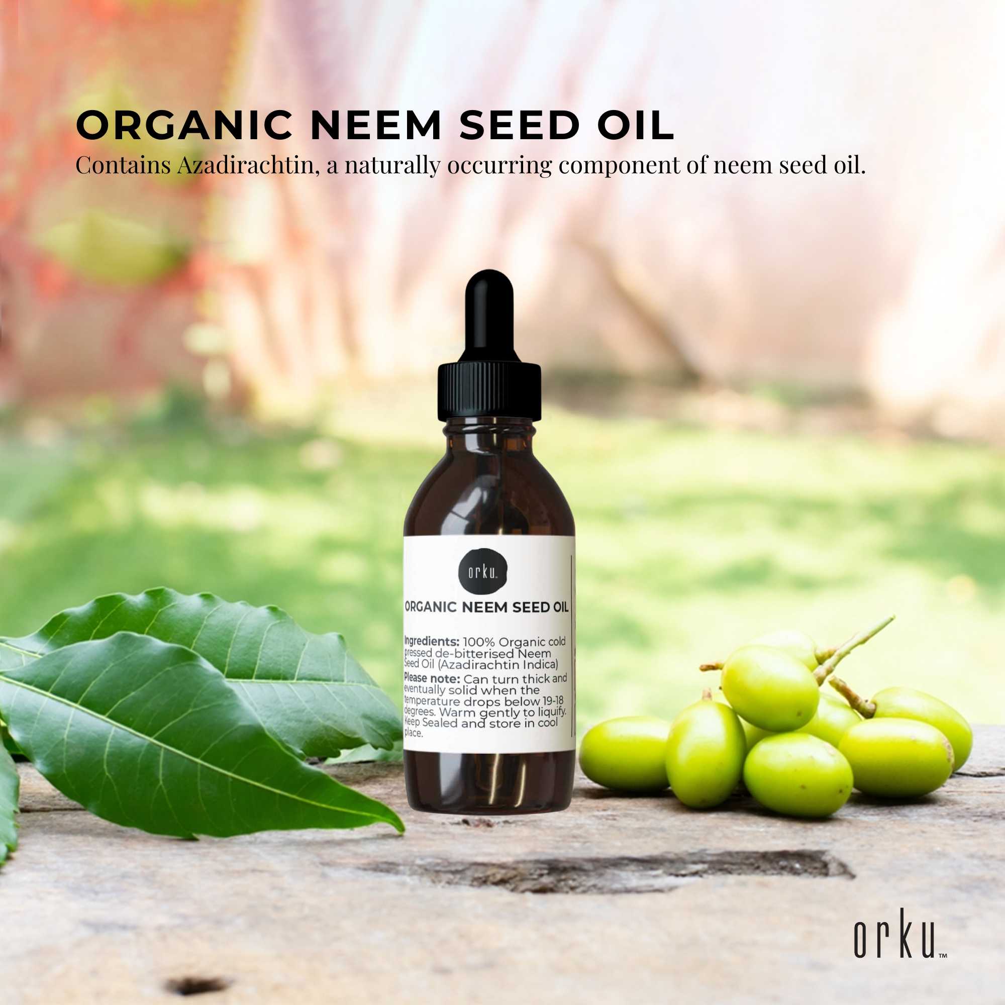 Facial Lotions & Moisturisers: Orku 25ml Organic Neem Seed Oil - Debitterised Cold Pressed Azadirachtin Indica