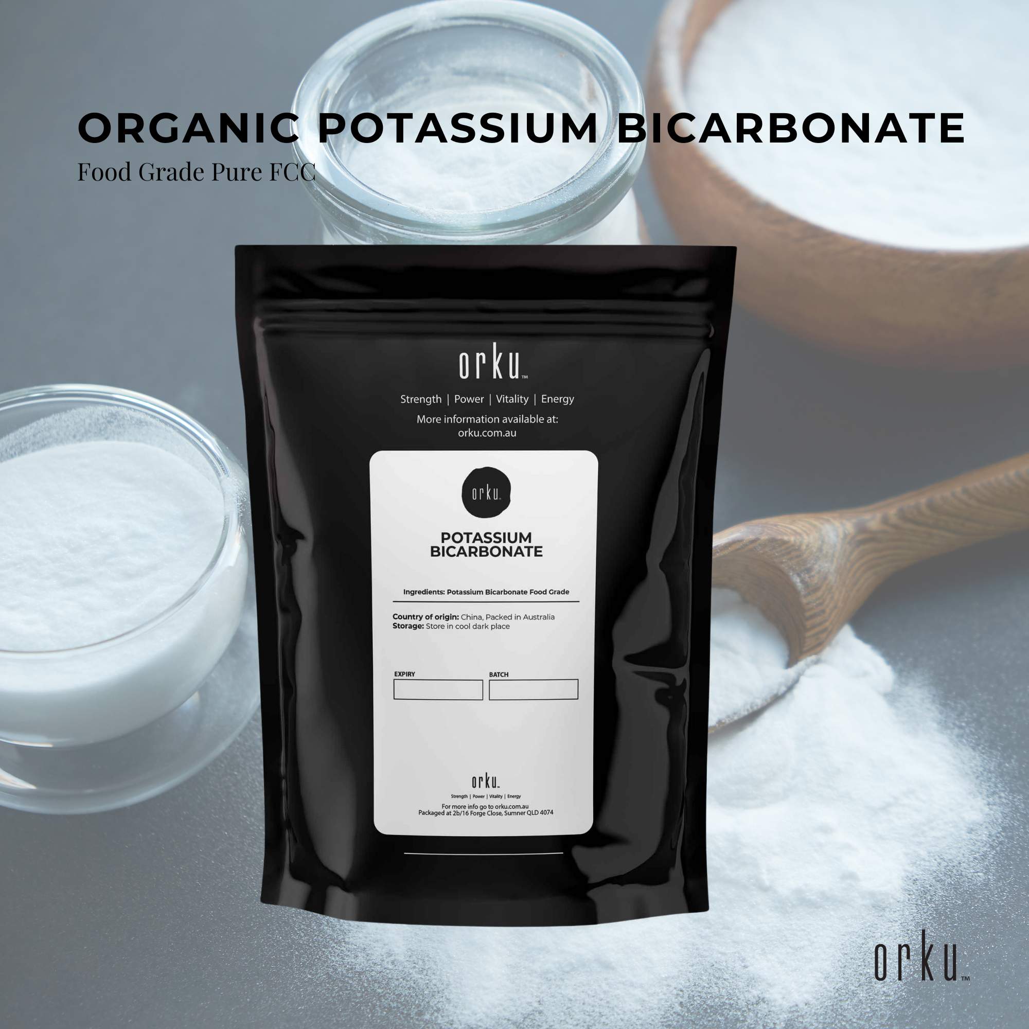 Orku 1Kg Potassium Bicarbonate Powder - Food Grade Pure FCC Brewing Baking