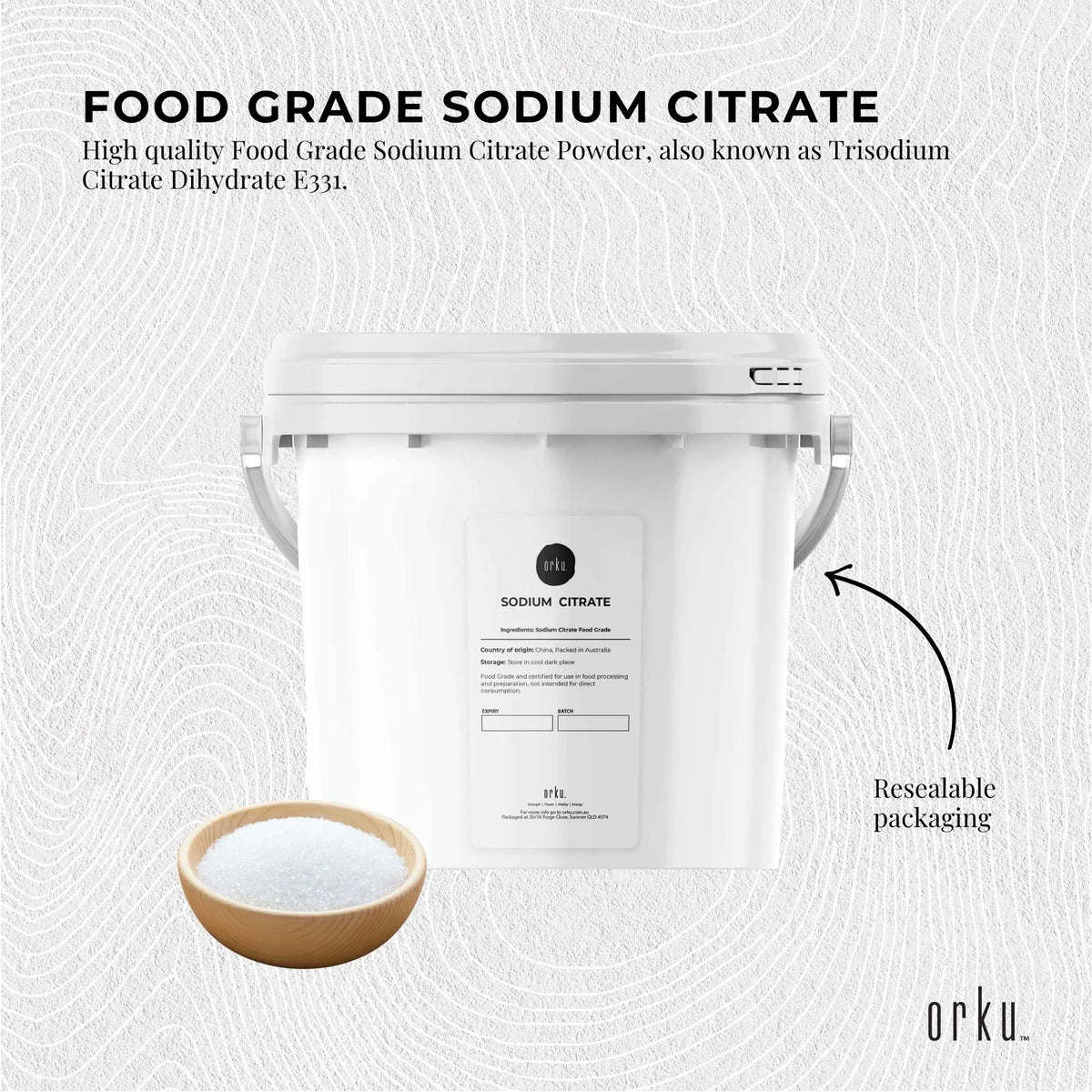 5Kg Sodium Citrate Powder Tub - Trisodium Food Grade Acid Salt Preservative