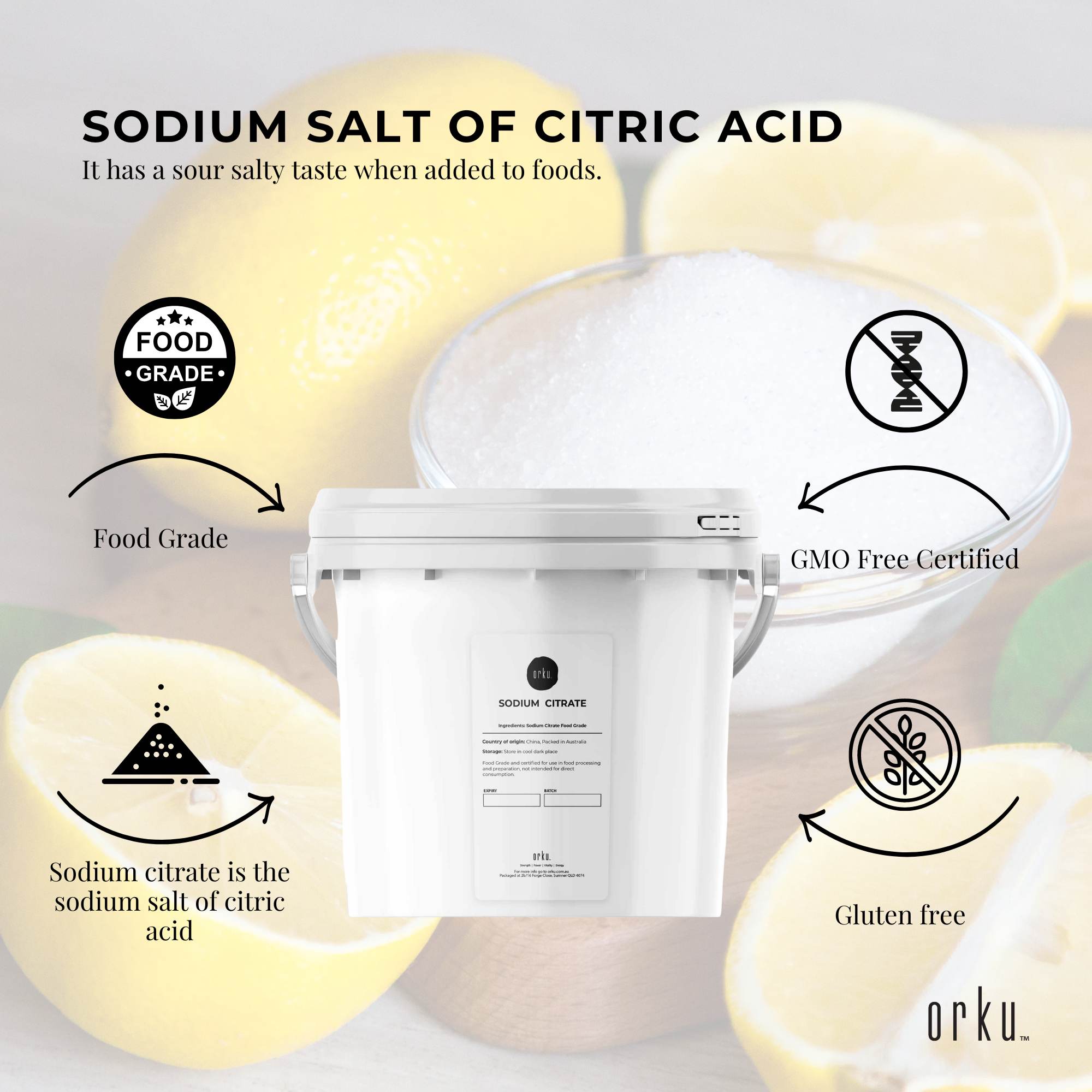 Vitamins & Supplements: 5Kg Sodium Citrate Powder Tub - Trisodium Food Grade Acid Salt Preservative