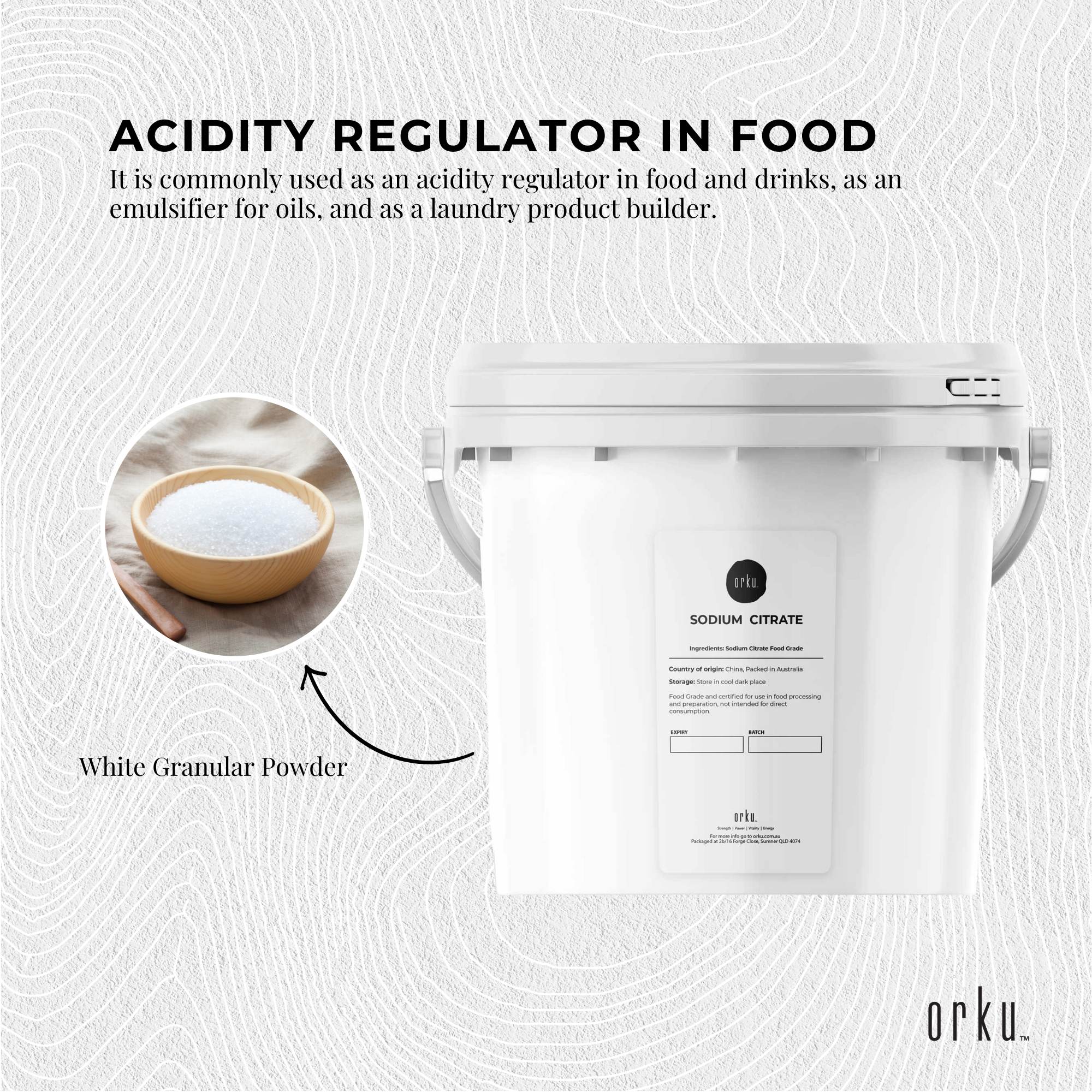 Vitamins & Supplements: 5Kg Sodium Citrate Powder Tub - Trisodium Food Grade Acid Salt Preservative