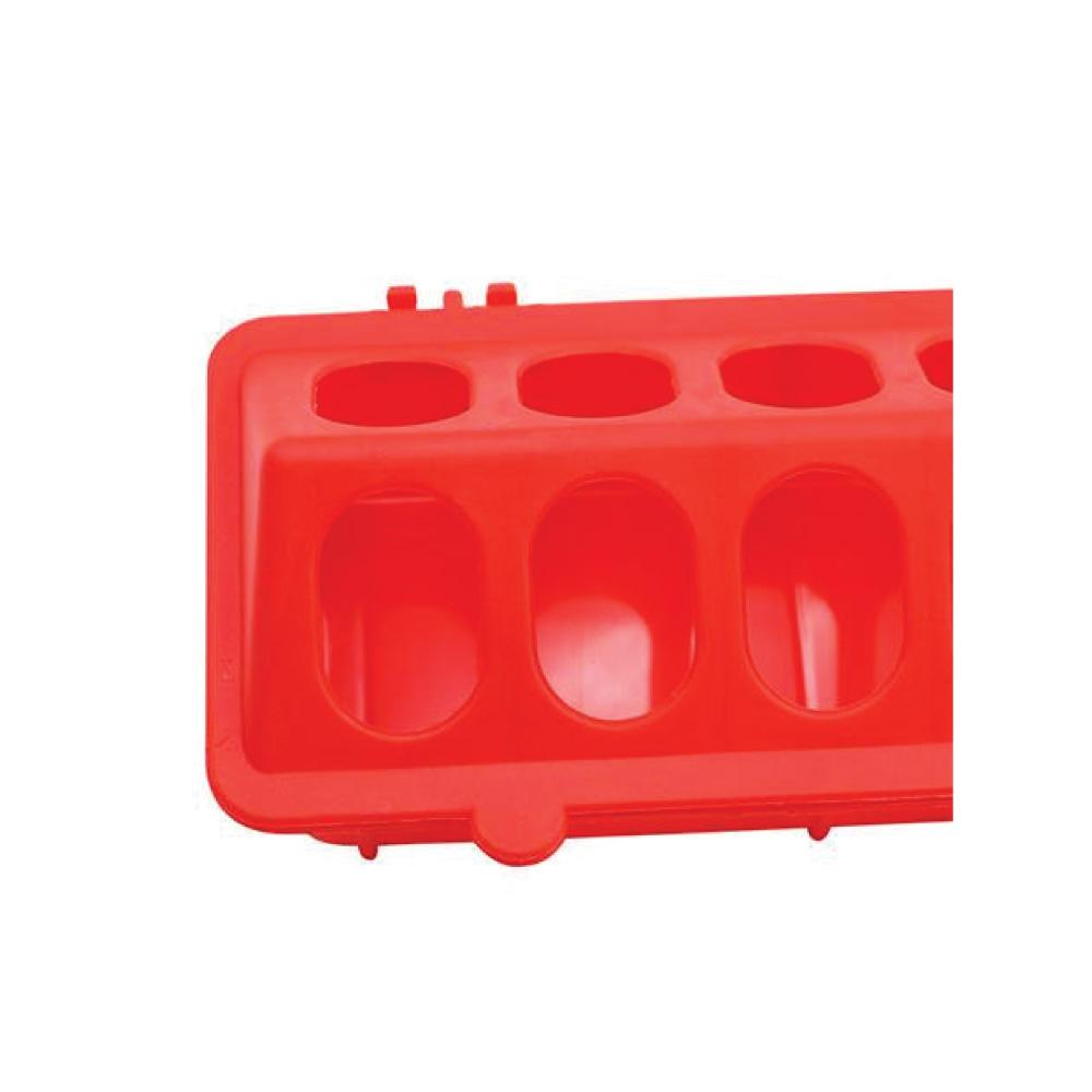 Farm Equipment: 50cm Long Poultry Feeder Chicken Feeding Trough Red Plastic Flip Top Container