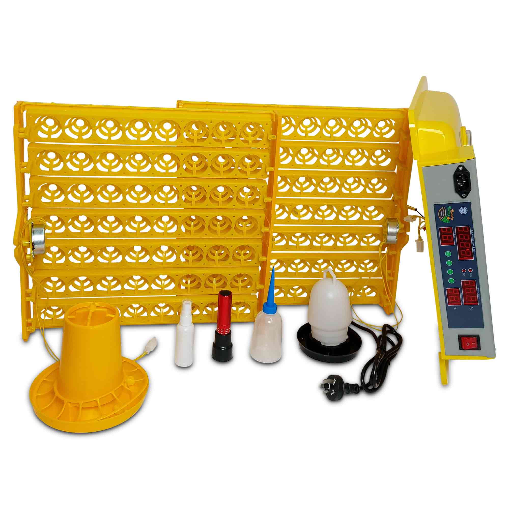 Rooster Farms Electric 112 Egg Incubator + Accessories for Chicken Quail Duck