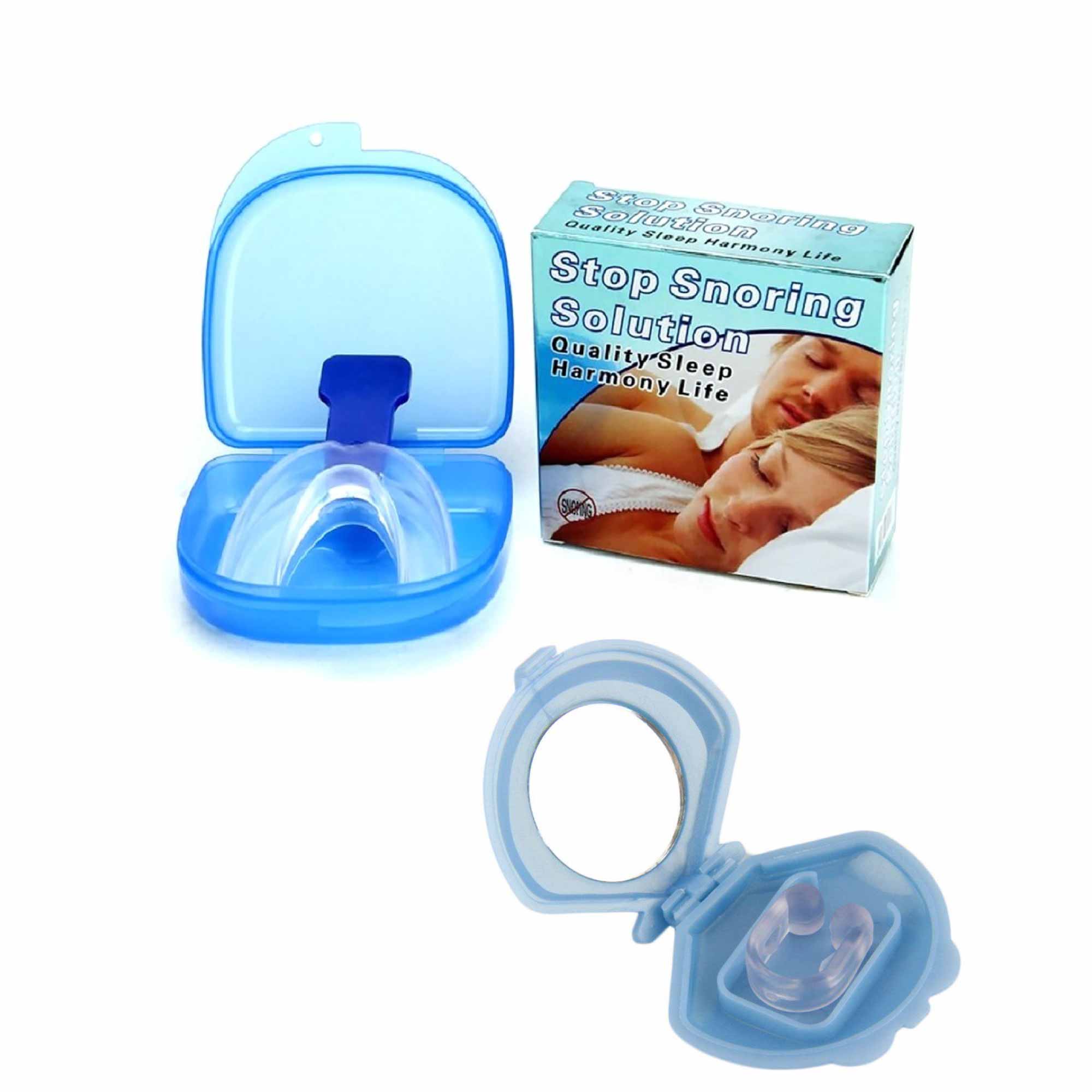 Sleeping Aids: Mouthguard Mouthpiece + Nose Clip Anti Snoring Aid Sleep Breathing Device