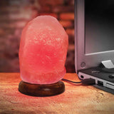Table Lamps: Orku Red USB Himalayan Pink Salt Lamp - Coloured Light Mini Natural Rock Crystal