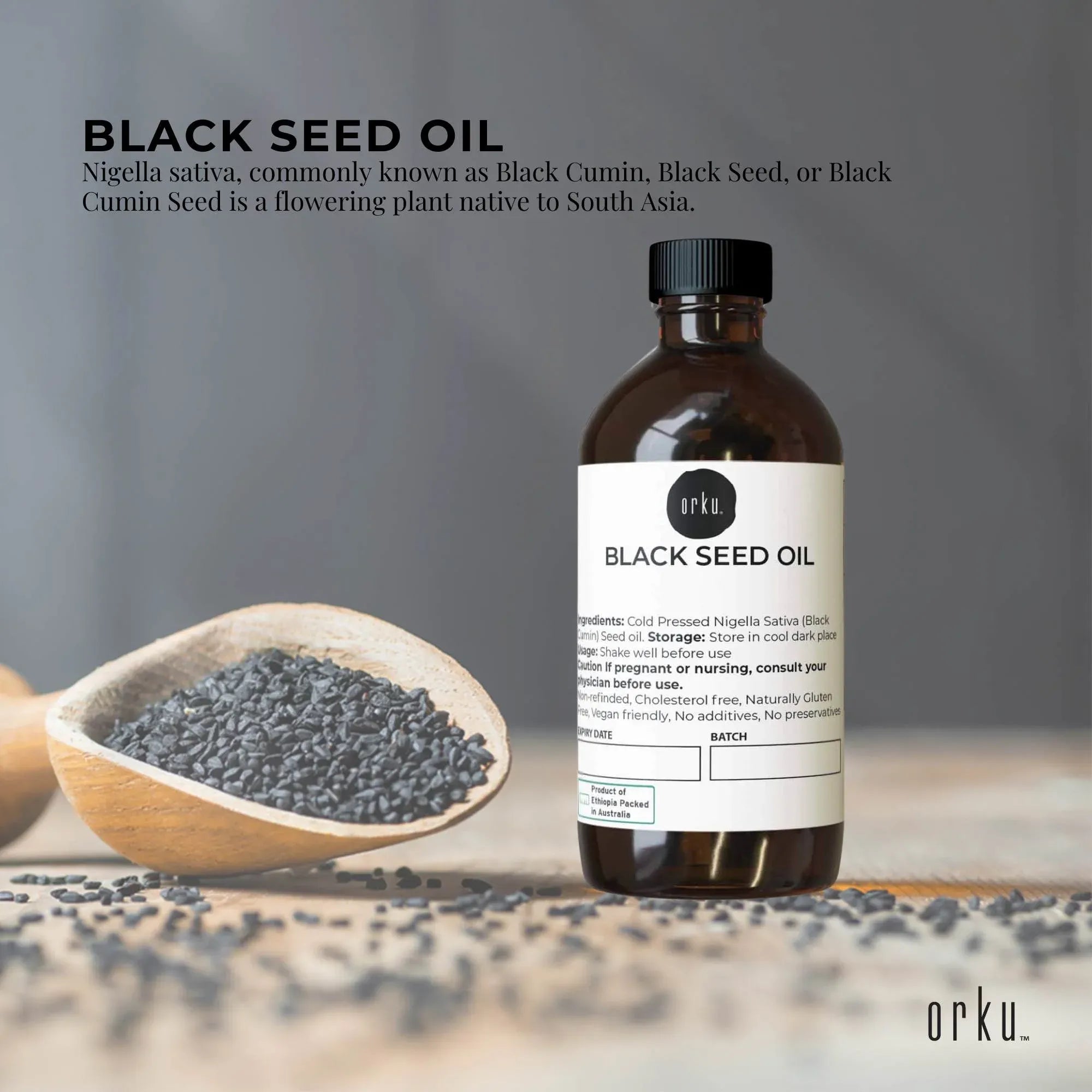 Orku 100ml Black Seed Oil Pure Cold Pressed 100% Ethiopian Nigella Sativa Cumin