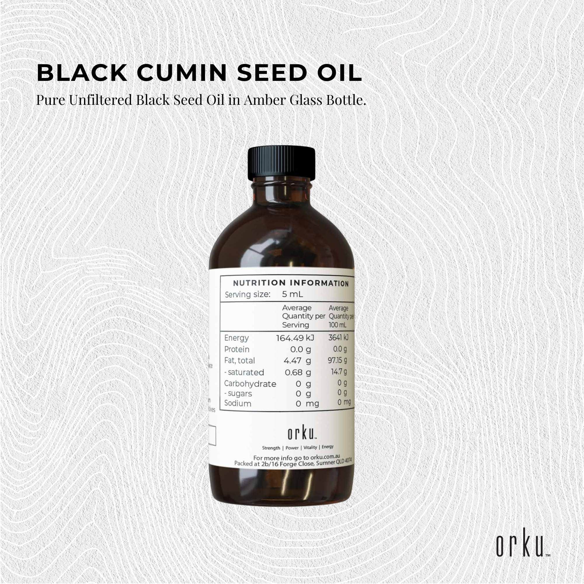 Orku 100ml Black Seed Oil Pure Cold Pressed 100% Ethiopian Nigella Sativa Cumin