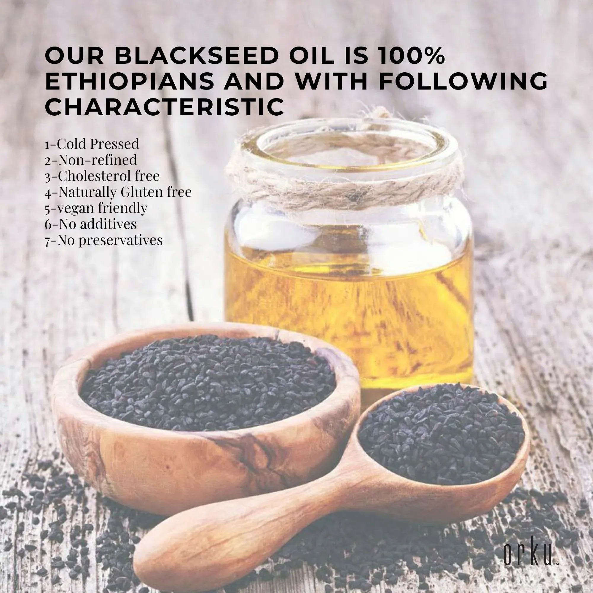 Orku 100ml Black Seed Oil Pure Cold Pressed 100% Ethiopian Nigella Sativa Cumin