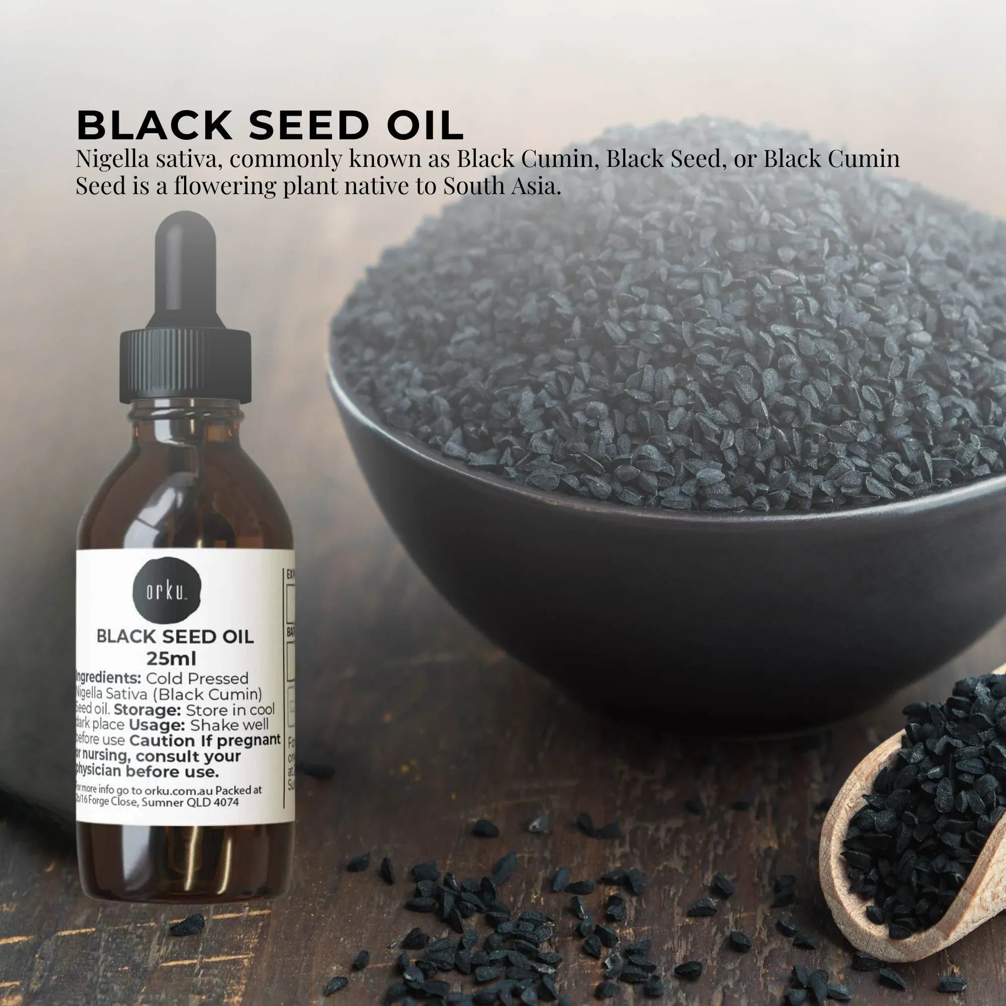 Orku 25ml Black Seed Oil Pure Cold Pressed 100% Ethiopian Nigella Sativa Cumin