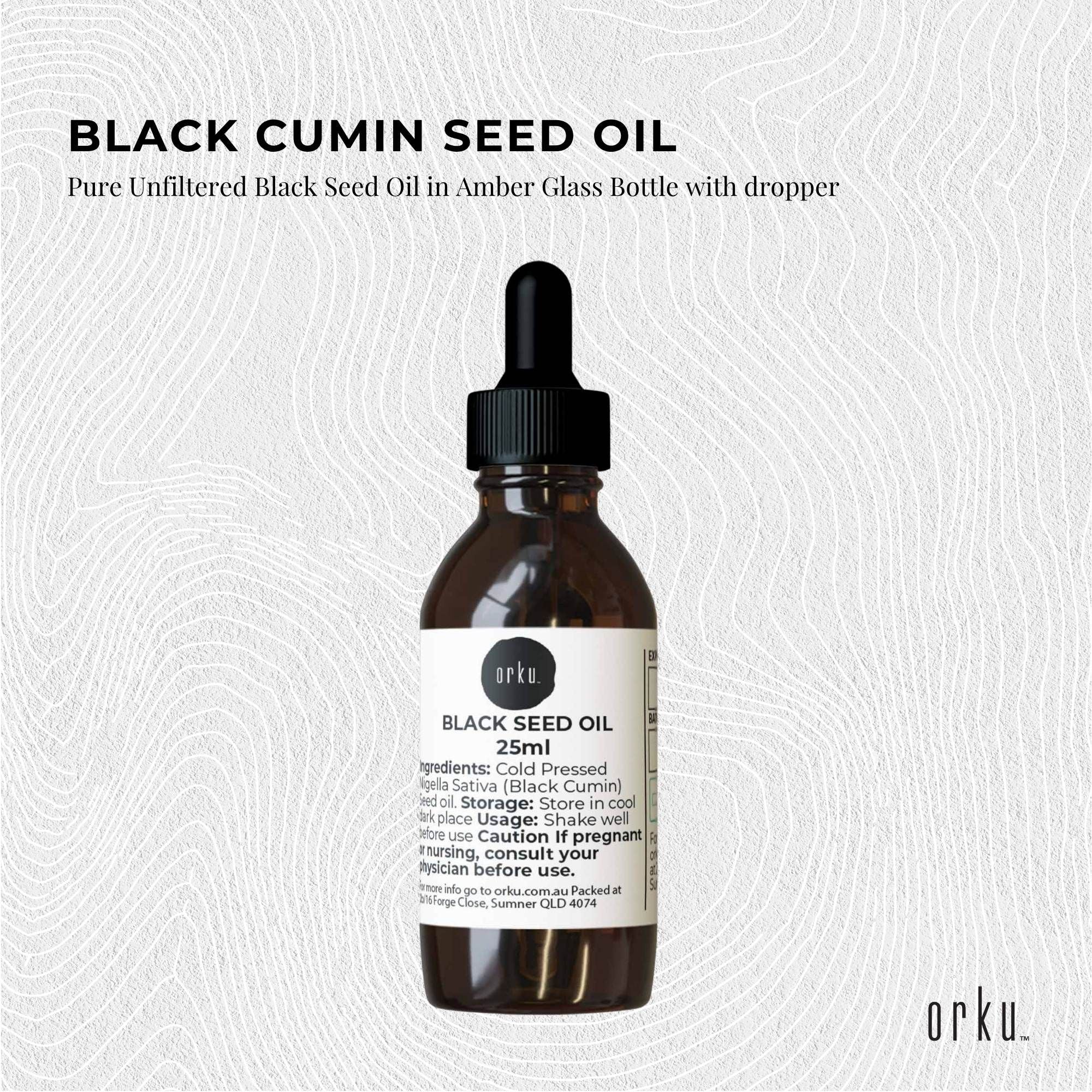 Orku 25ml Black Seed Oil Pure Cold Pressed 100% Ethiopian Nigella Sativa Cumin