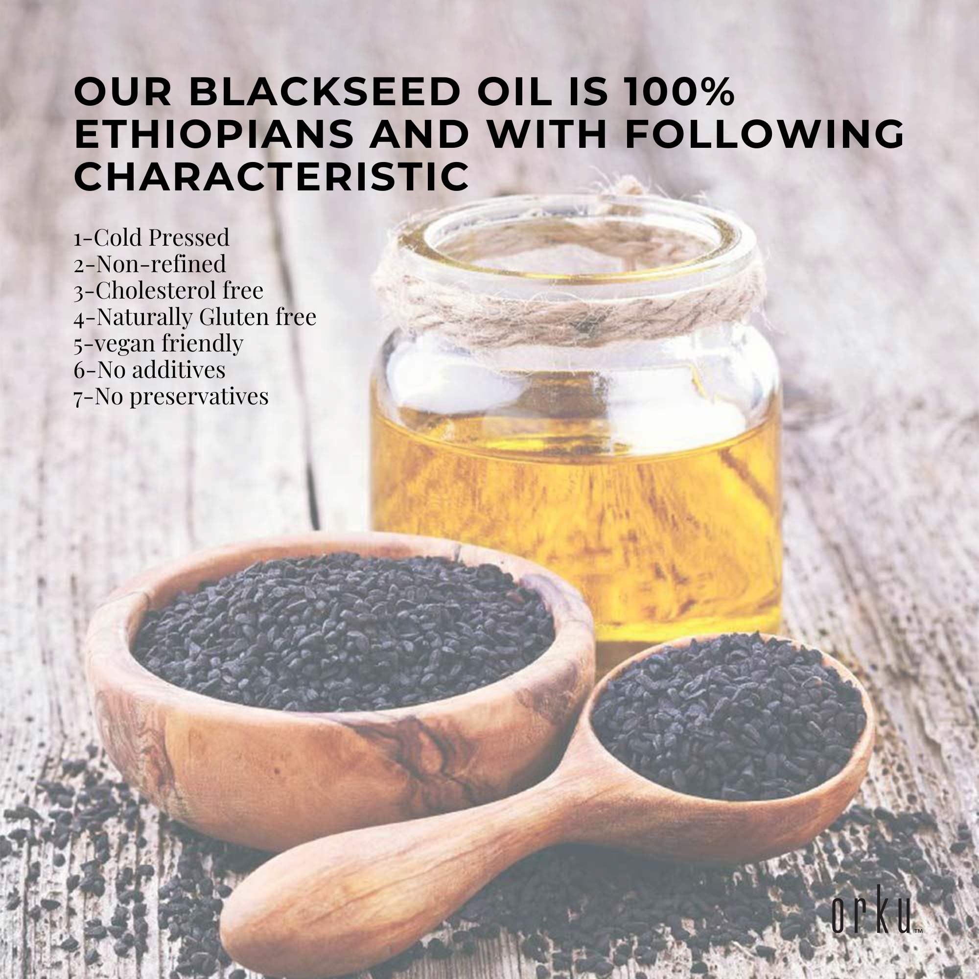 Orku 1L Black Seed Oil Pure Cold Pressed 100% Ethiopian Nigella Sativa Cumin
