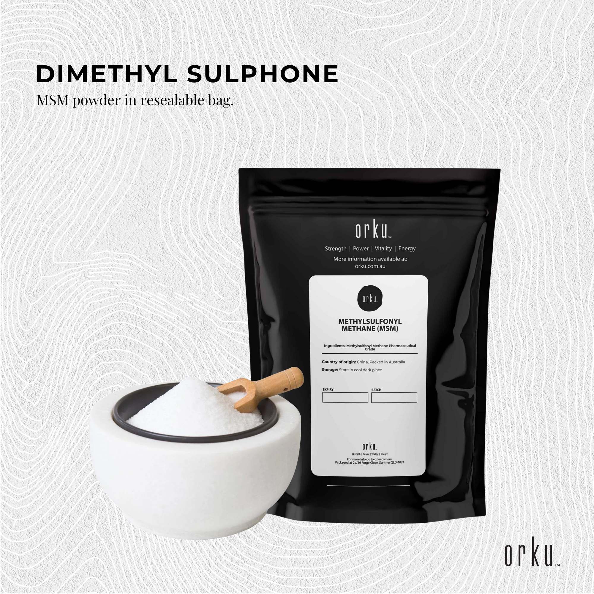 Orku 2Kg MSM Powder or Crystals - 99.9% Pure USP Grade Methylsulfonylmethane