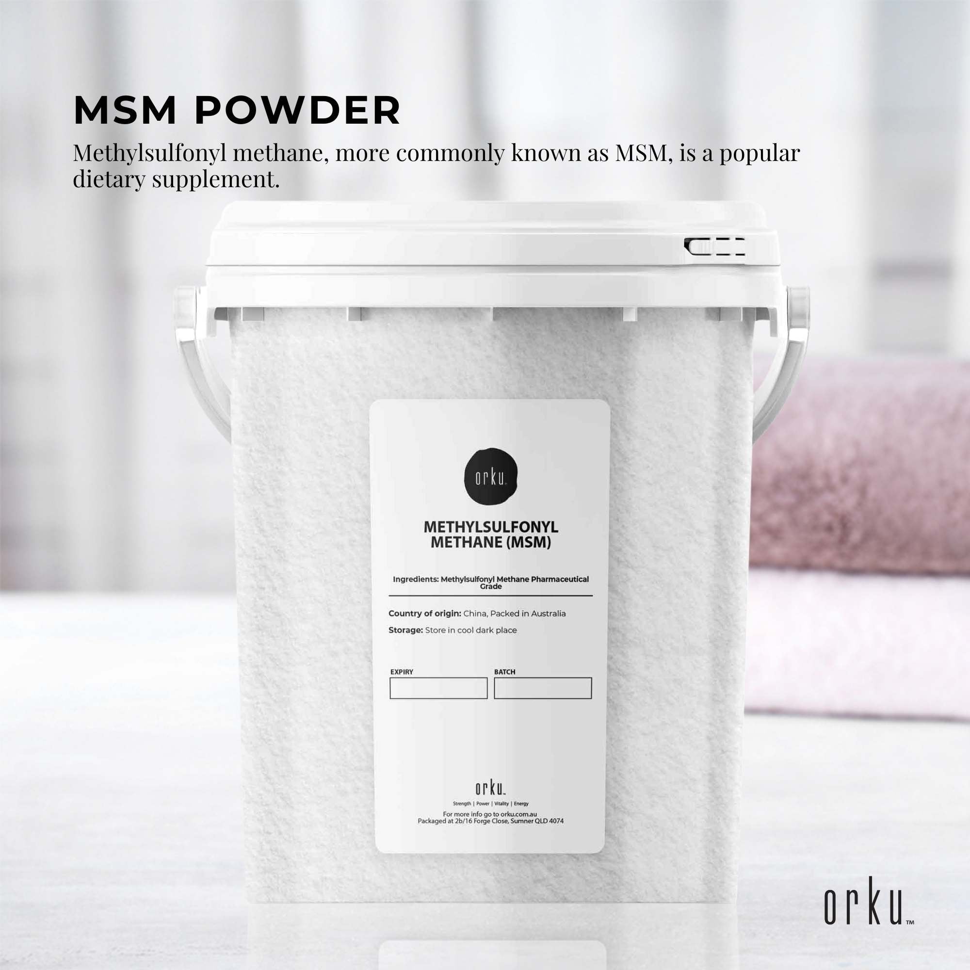Orku 800g MSM Powder or Crystals Tub - 99.9% Pure USP Grade Methylsulfonylmethane