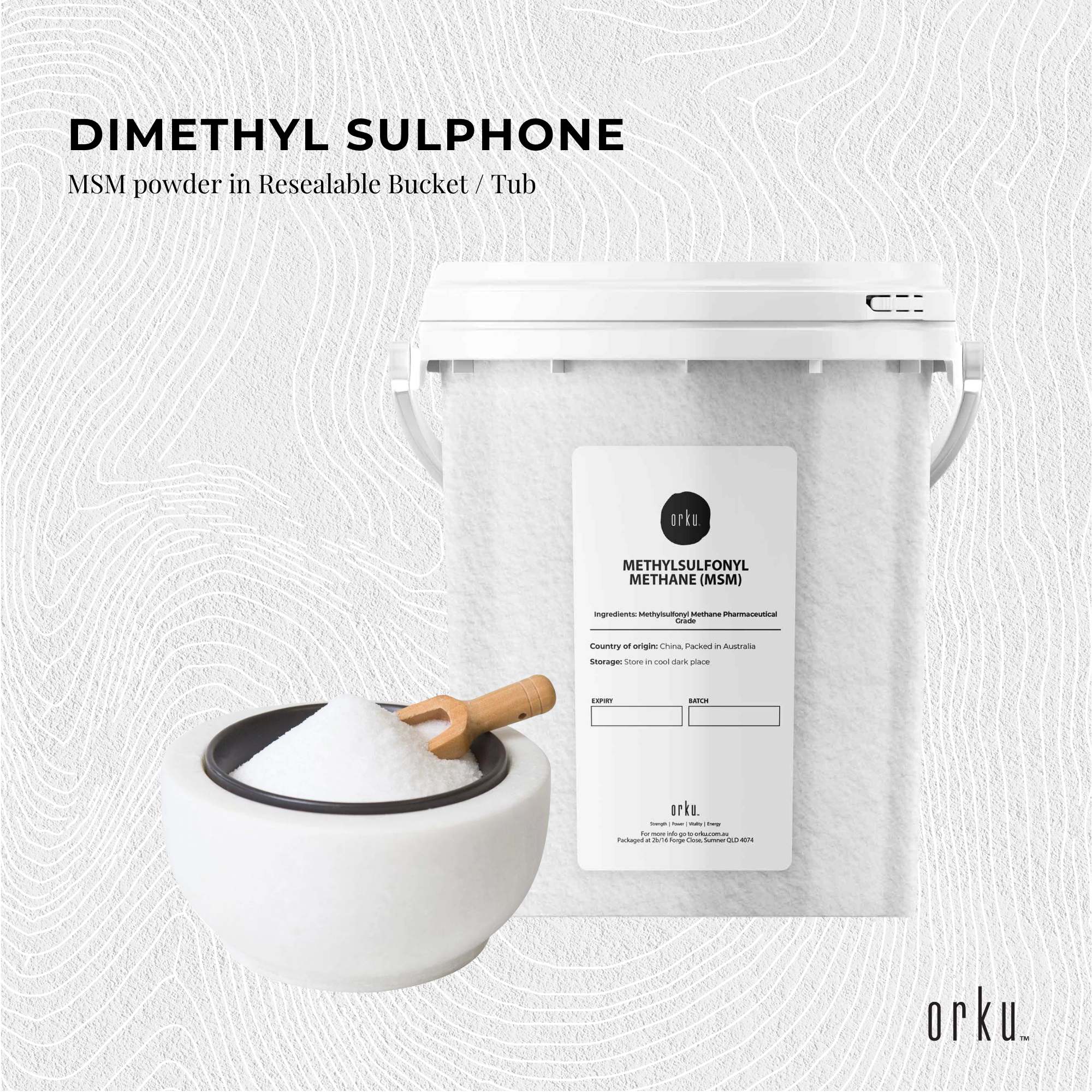 Orku 800g MSM Powder or Crystals Tub - 99.9% Pure USP Grade Methylsulfonylmethane