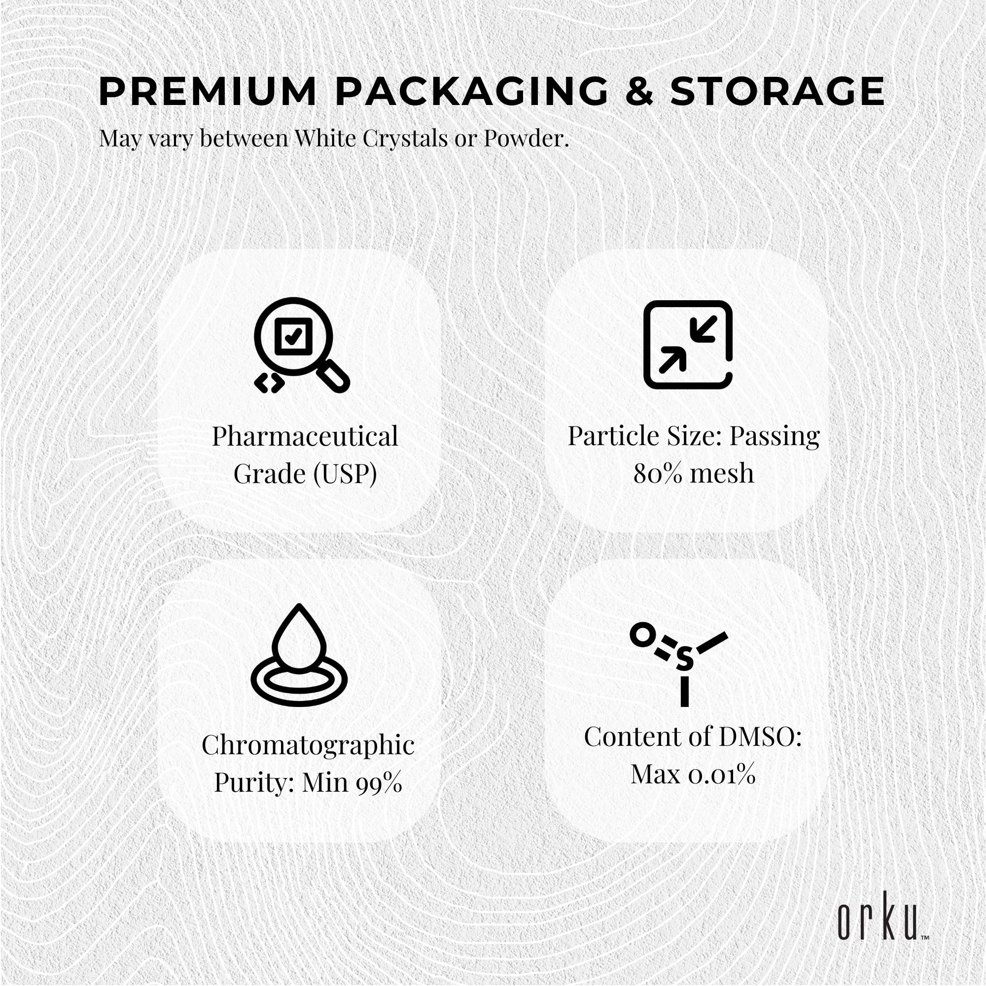 Orku 800g MSM Powder or Crystals Tub - 99.9% Pure USP Grade Methylsulfonylmethane