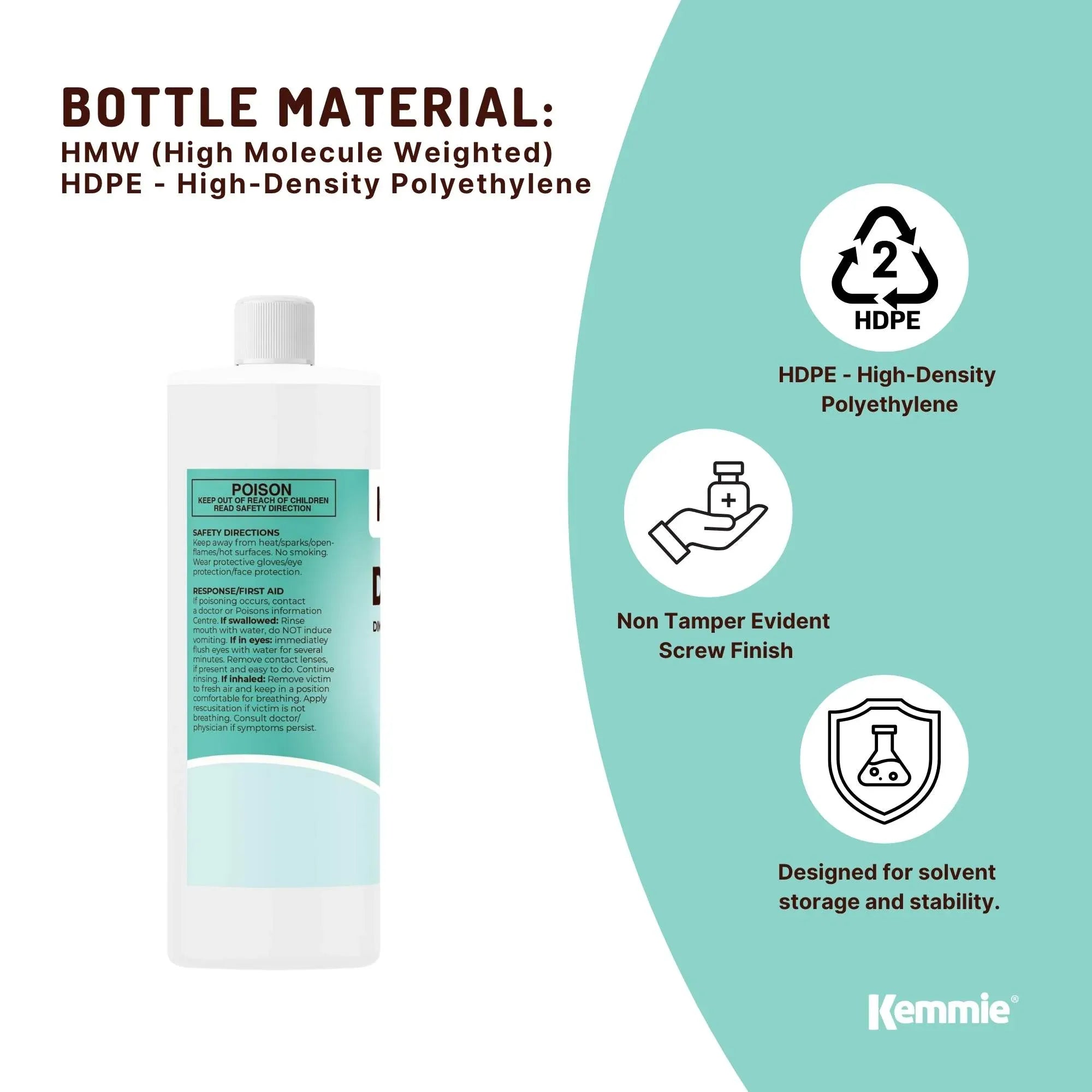 Kemmie 1L DMSO Liquid 99.9% Pure - USP Grade Dimethyl Sulfoxide Solvent