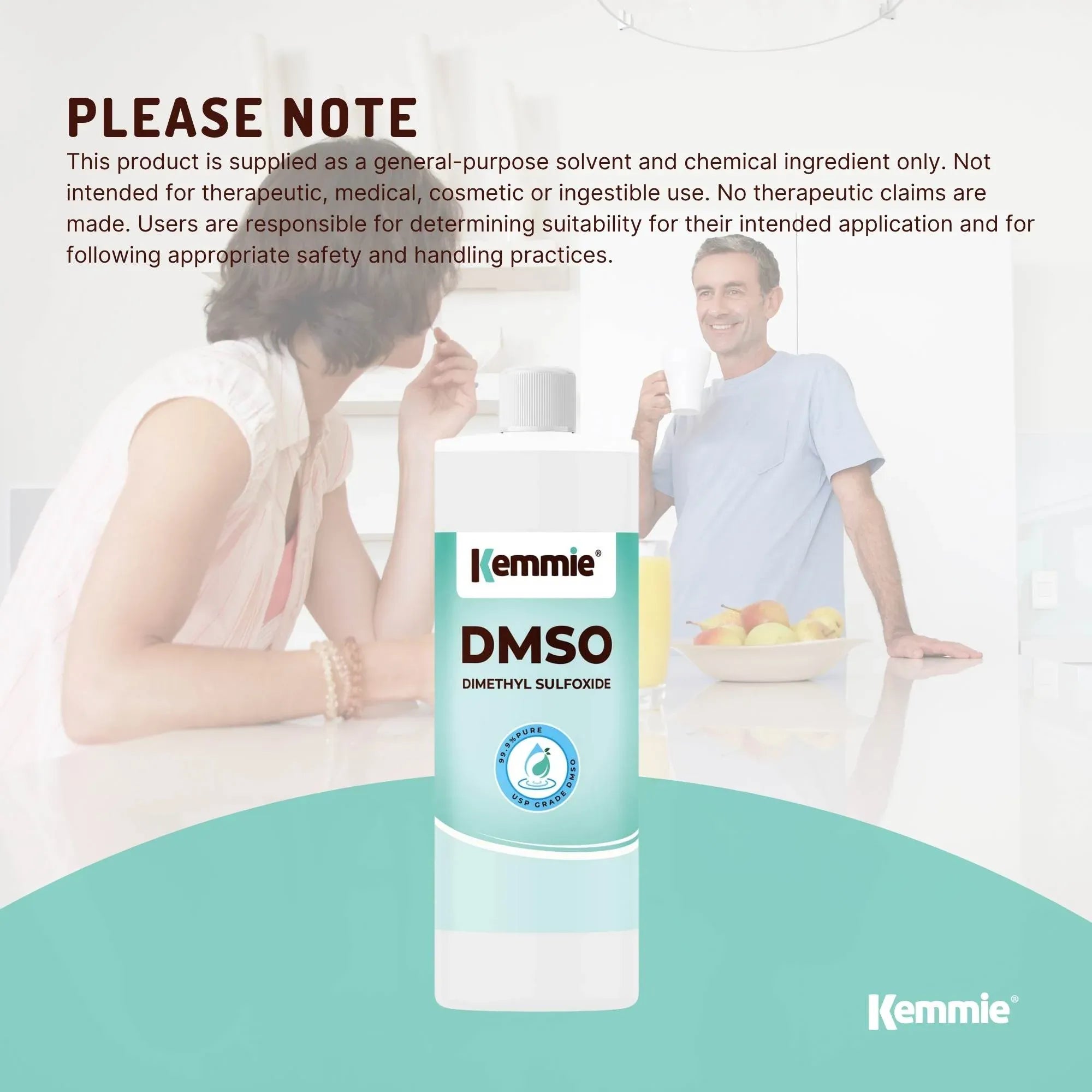 Kemmie 1L DMSO Liquid 99.9% Pure - USP Grade Dimethyl Sulfoxide Solvent