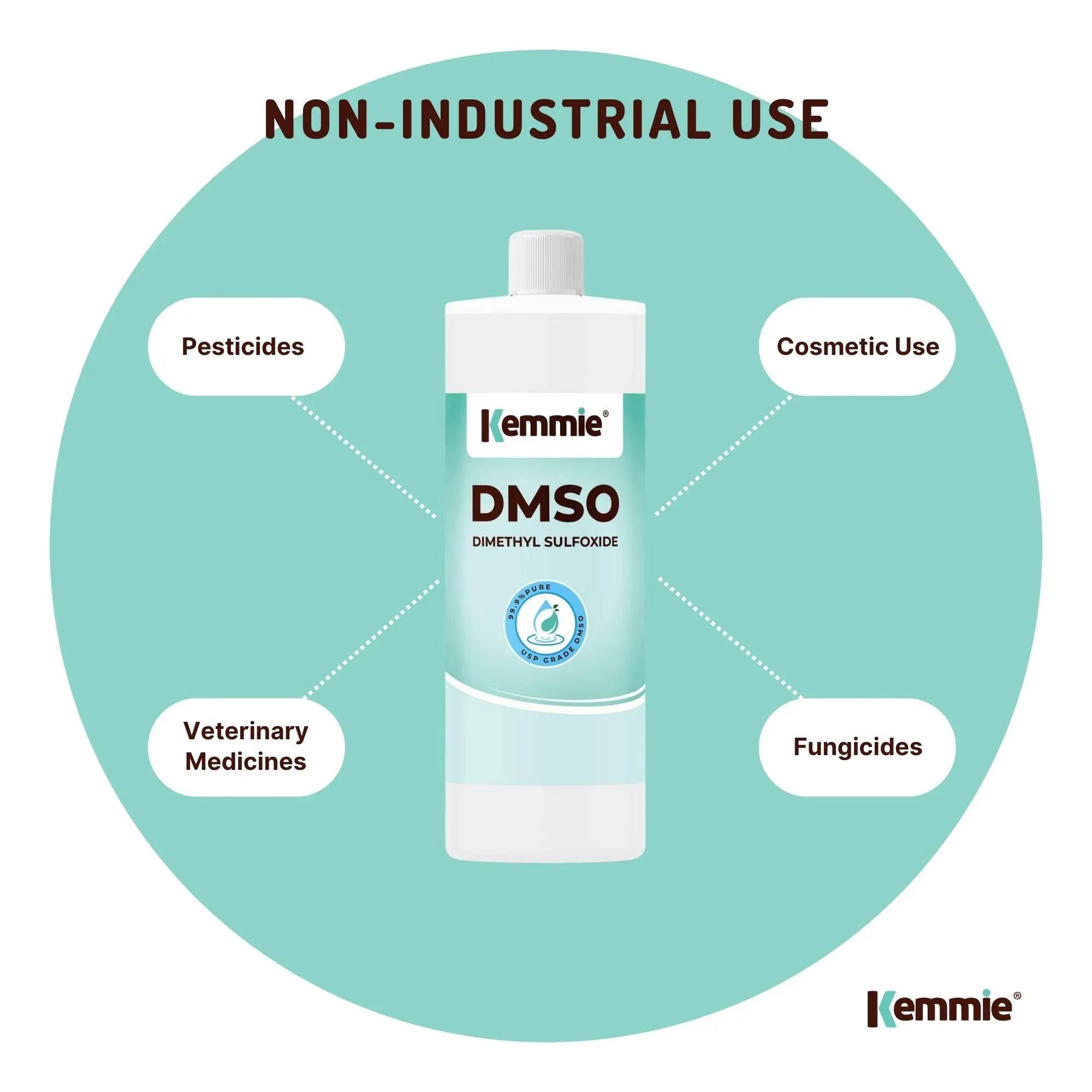 Kemmie 1L DMSO Liquid 99.9% Pure - USP Grade Dimethyl Sulfoxide Solvent