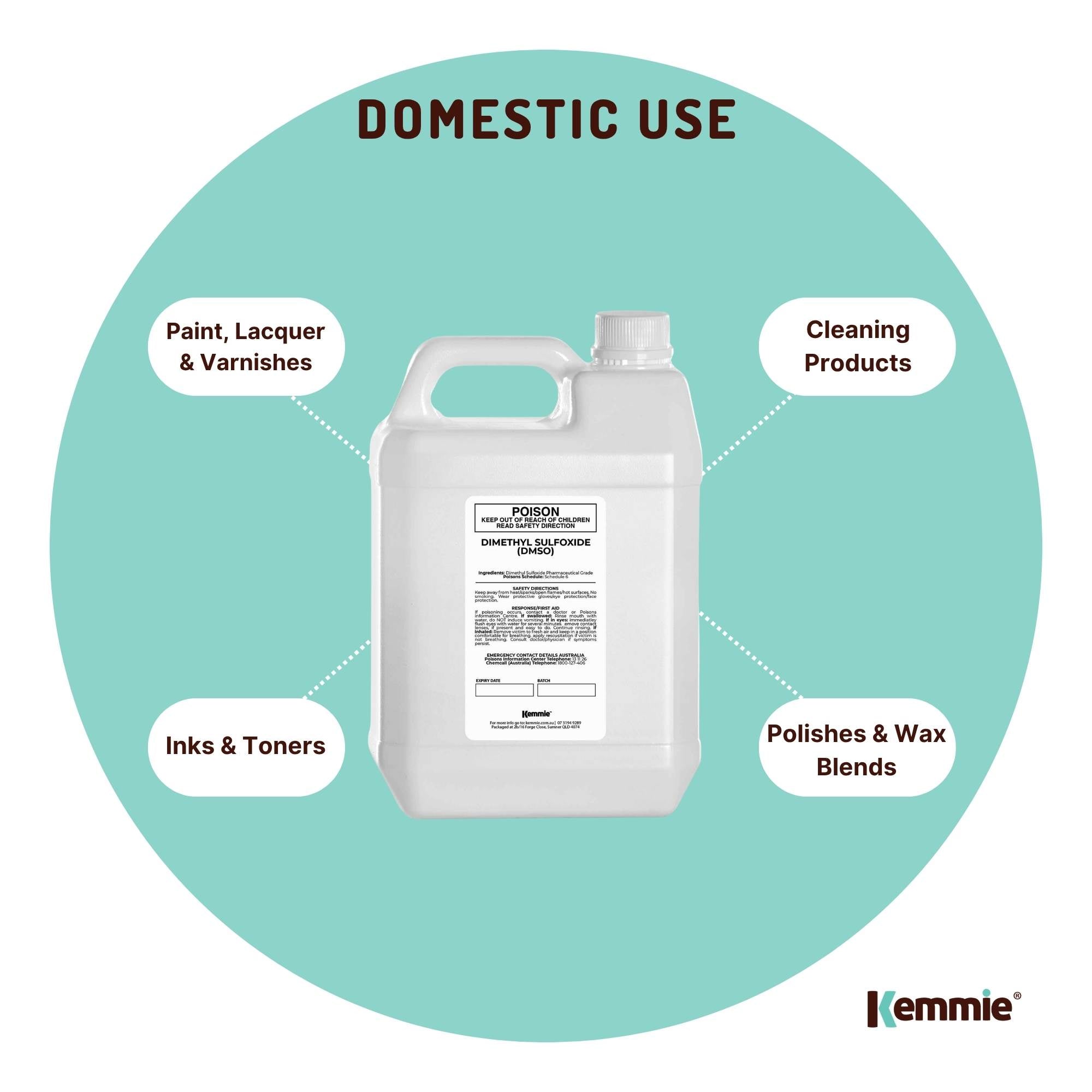 Laundry Cleaning Supplies: Kemmie 5L DMSO Liquid 99.9% Pure -  USP Grade Dimethyl Sulfoxide Solvent Bulk