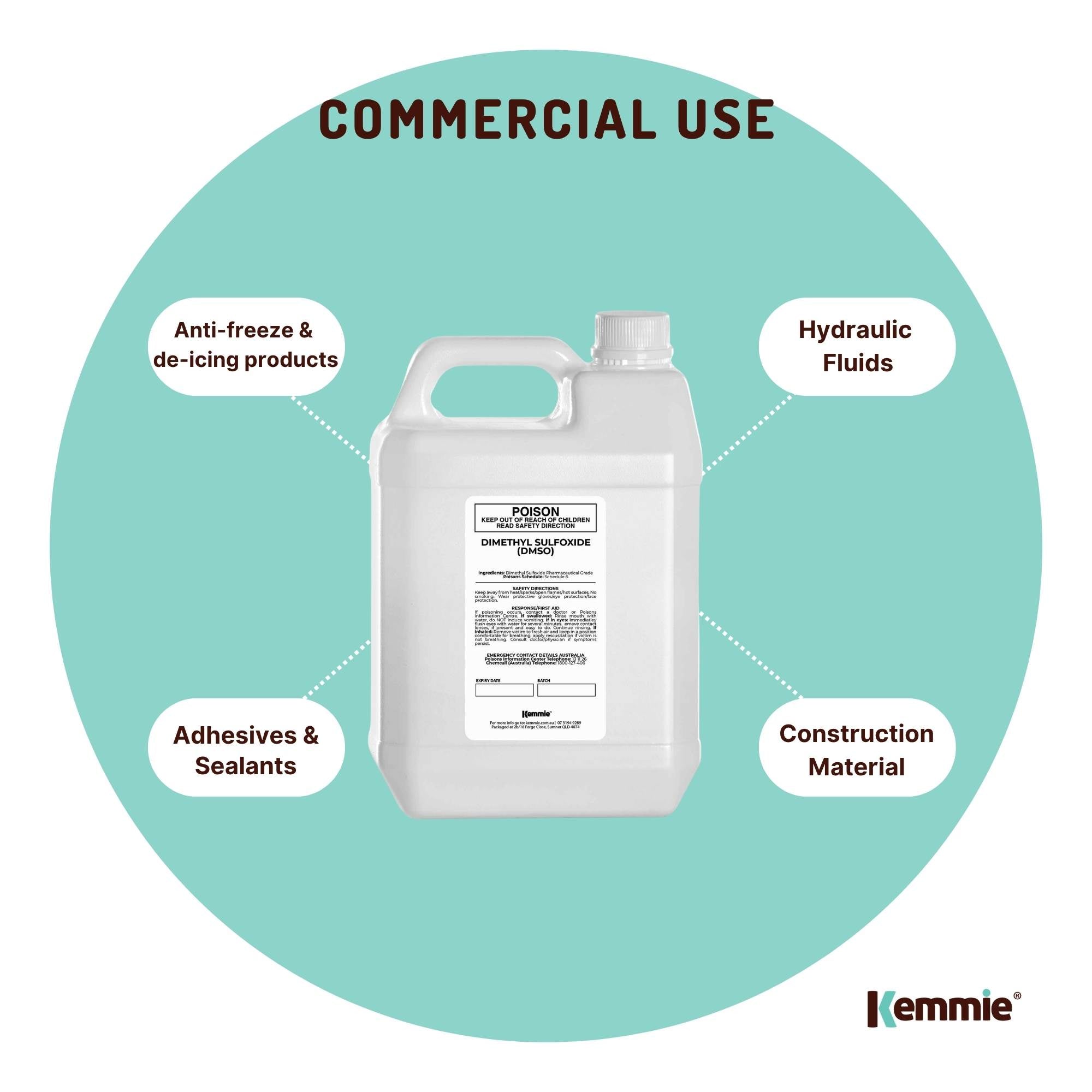 Laundry Cleaning Supplies: Kemmie 5L DMSO Liquid 99.9% Pure -  USP Grade Dimethyl Sulfoxide Solvent Bulk