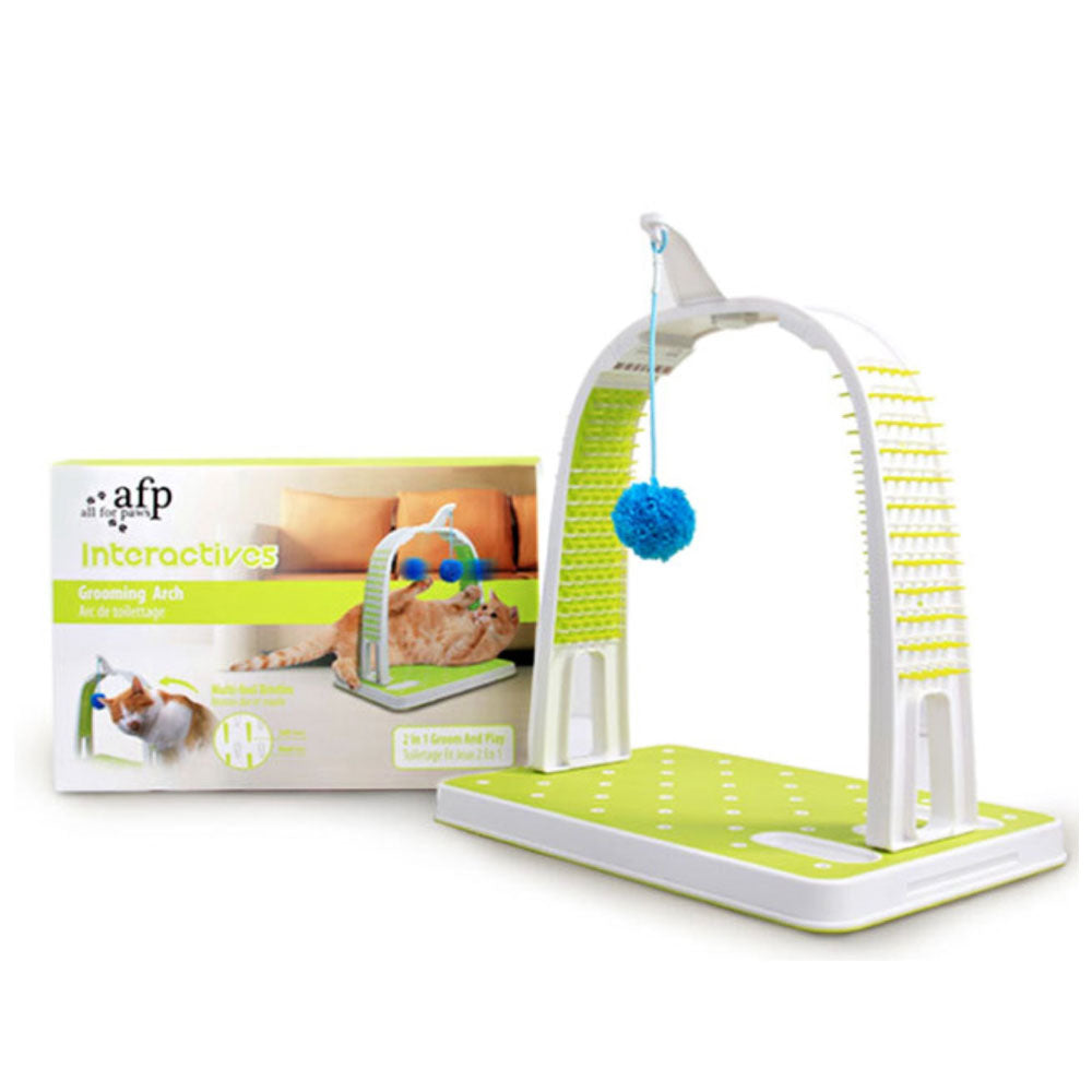 Cat Toys: Cat Grooming Arch - Intercative Self Groom Brush + Scratcher Play - All For Paws