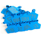 Pet ID Tags: 1-100 Cattle Number Ear Tags 6x7.5cm Set - Medium Blue Cow Sheep Livestock Label