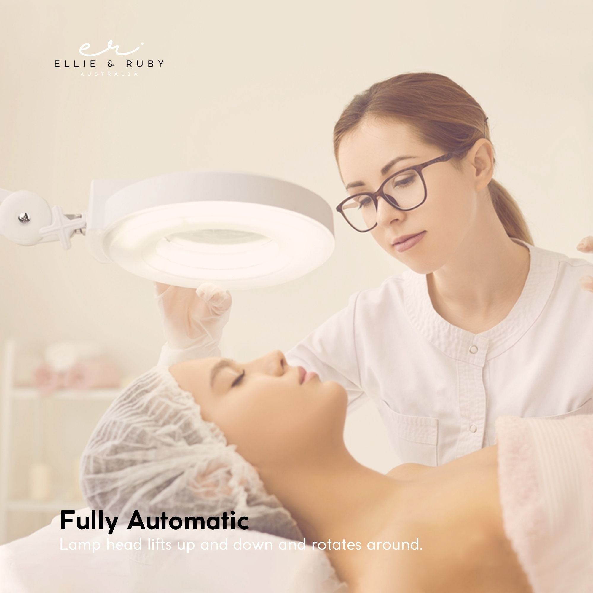Wellness Accessories: Ellie & Ruby 5x Magnifying Floor Lamp - Glass Lens Light and Wheeled Stand White
