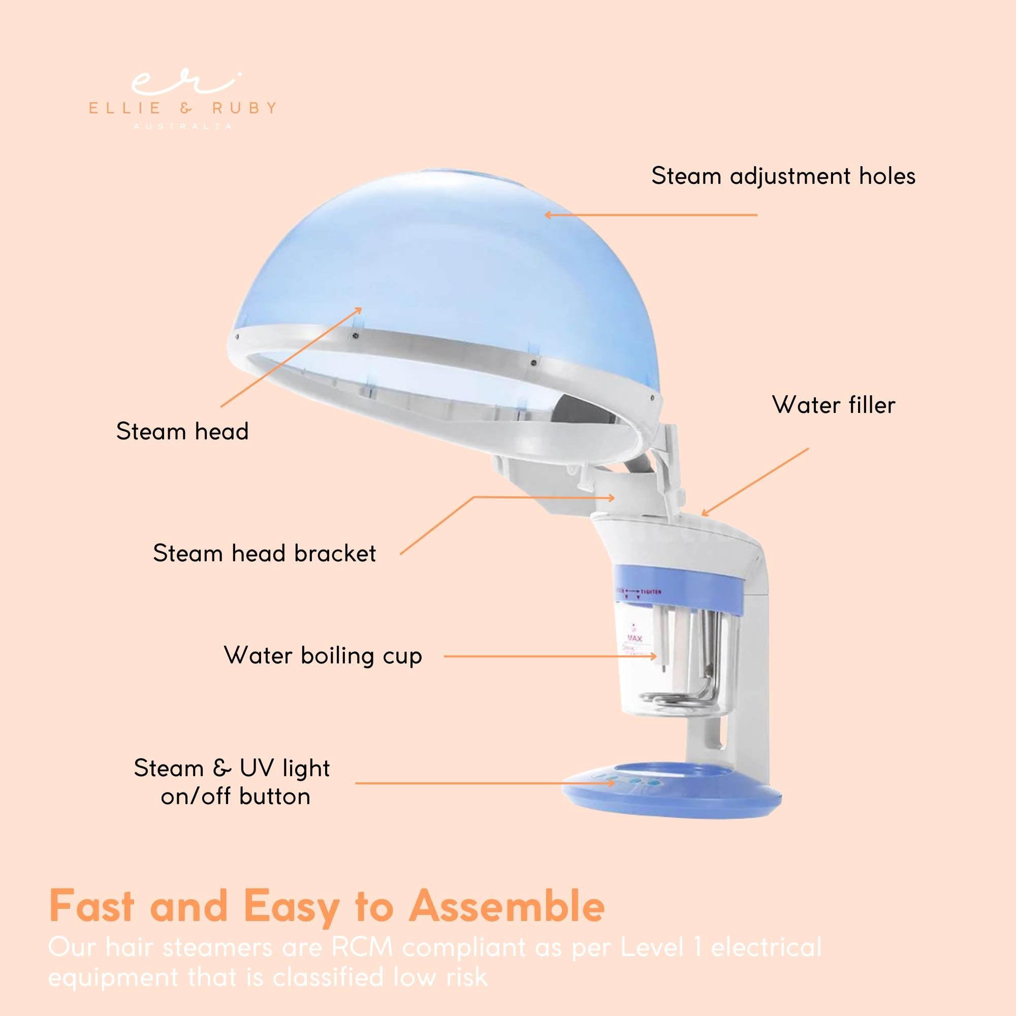 Ellie & Ruby 2-in-1 Facial Hair Steamer Ozone Steam Machine Portable Tabletop