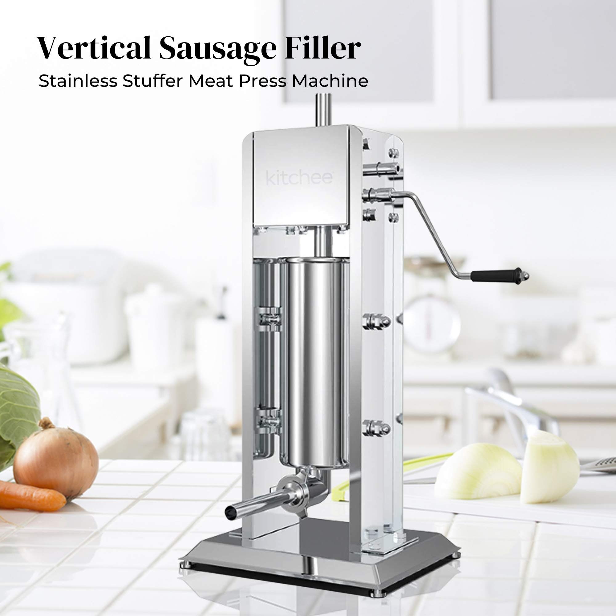 Kitchee 5L Manual Vertical Sausage Filler - Stainless Stuffer Meat Press Machine
