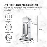 Kettles: 5L Manual Vertical Sausage Filler - Stainless Stuffer Meat Press Machine