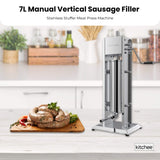 7L Manual Vertical Sausage Filler - Stainless Stuffer Meat Press Machine