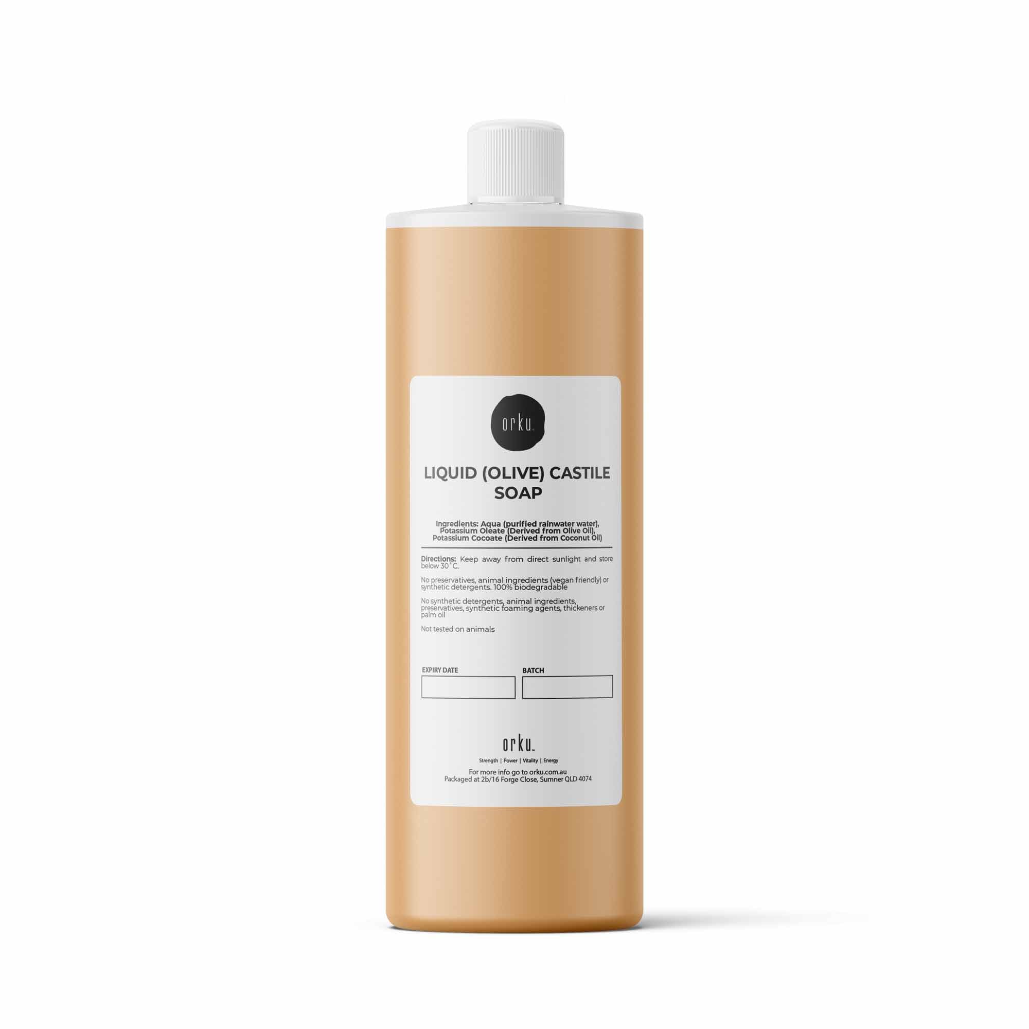 Body Wash & Hand Soap: Orku 500ml Liquid Castile Soap - Pure Unscented Natural Olive Oil Base Concentrate