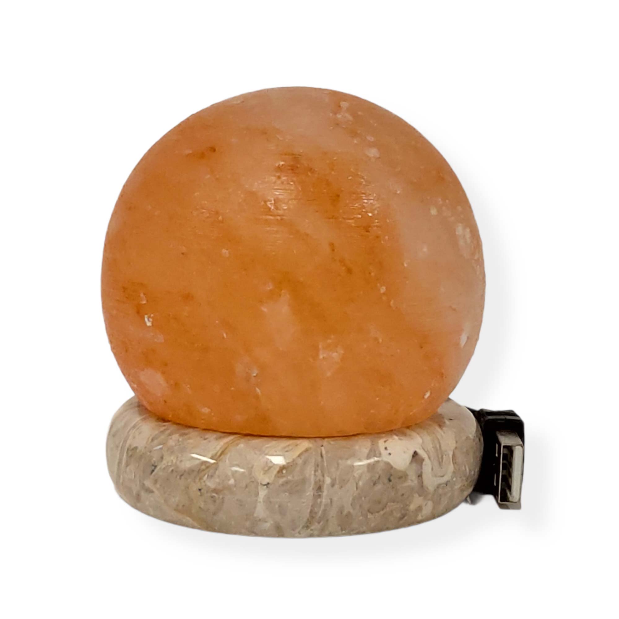 Table Lamps: USB Himalayan Salt Lamp - Ball Sphere Carved Shape Pink Crystal Rock LED Light