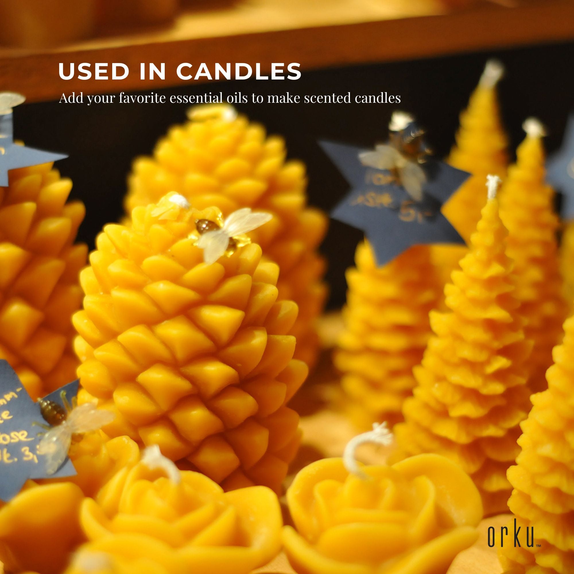 Orku 10Kg Organic Beeswax Pellets Yellow - Cosmetic Grade Bees Wax Pastilles Bulk