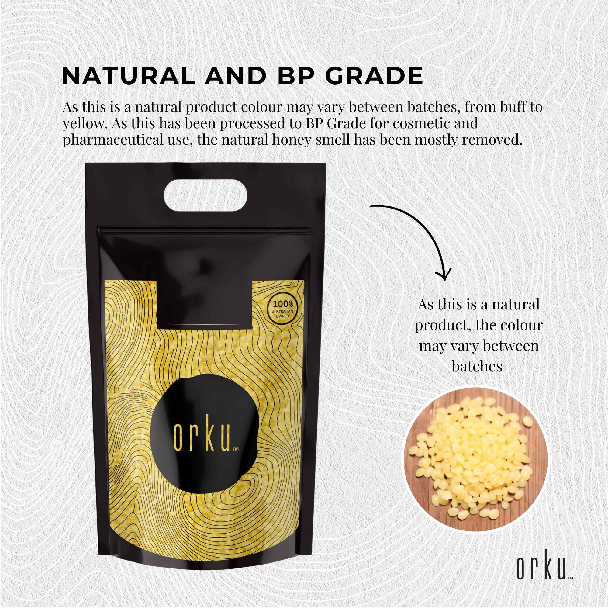 Orku 10Kg Organic Beeswax Pellets Yellow - Cosmetic Grade Bees Wax Pastilles Bulk