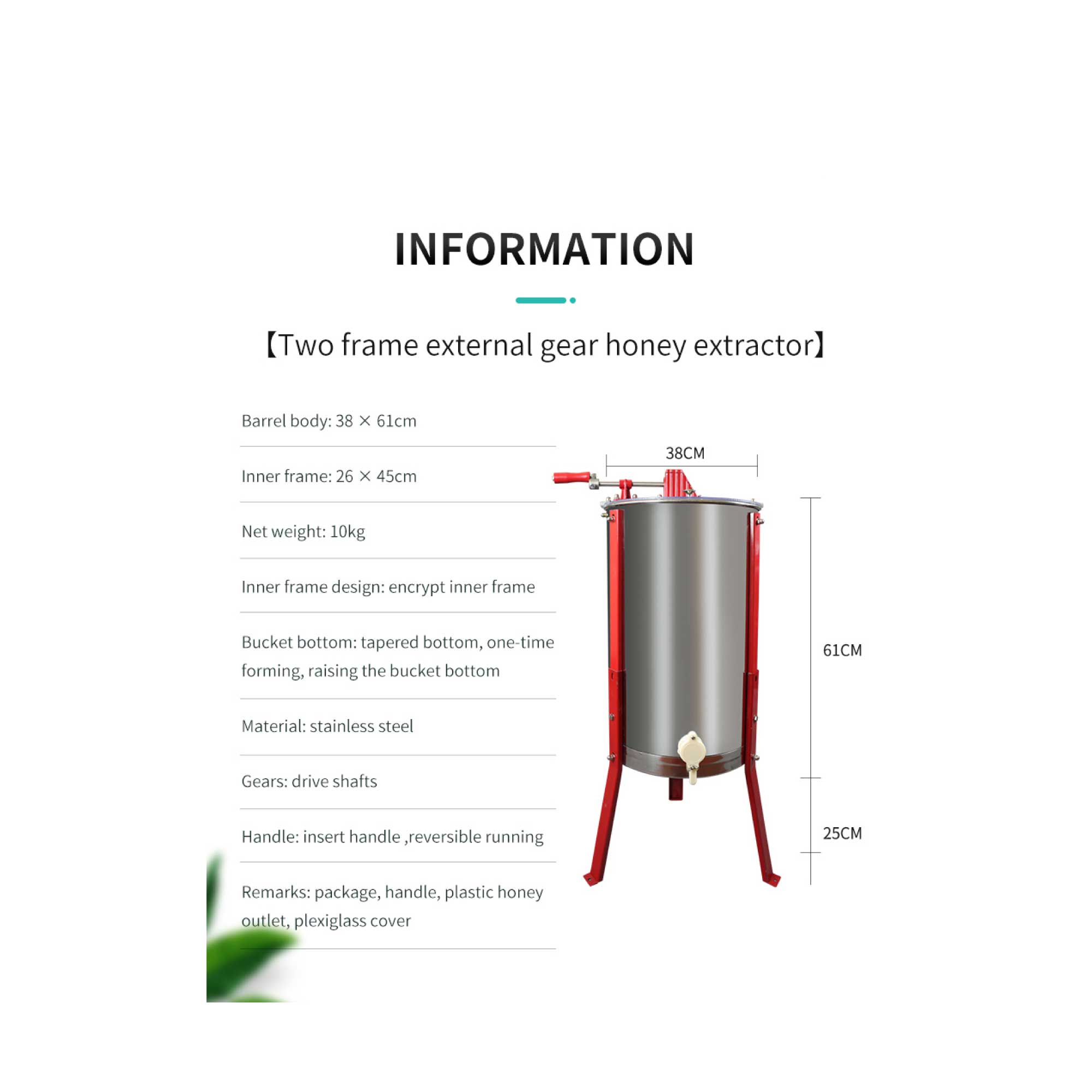 Pet ID Tags: 2 Frame Honey Extractor Stainless Manual Spinner Crank Honey Bee Hive Beekeeping