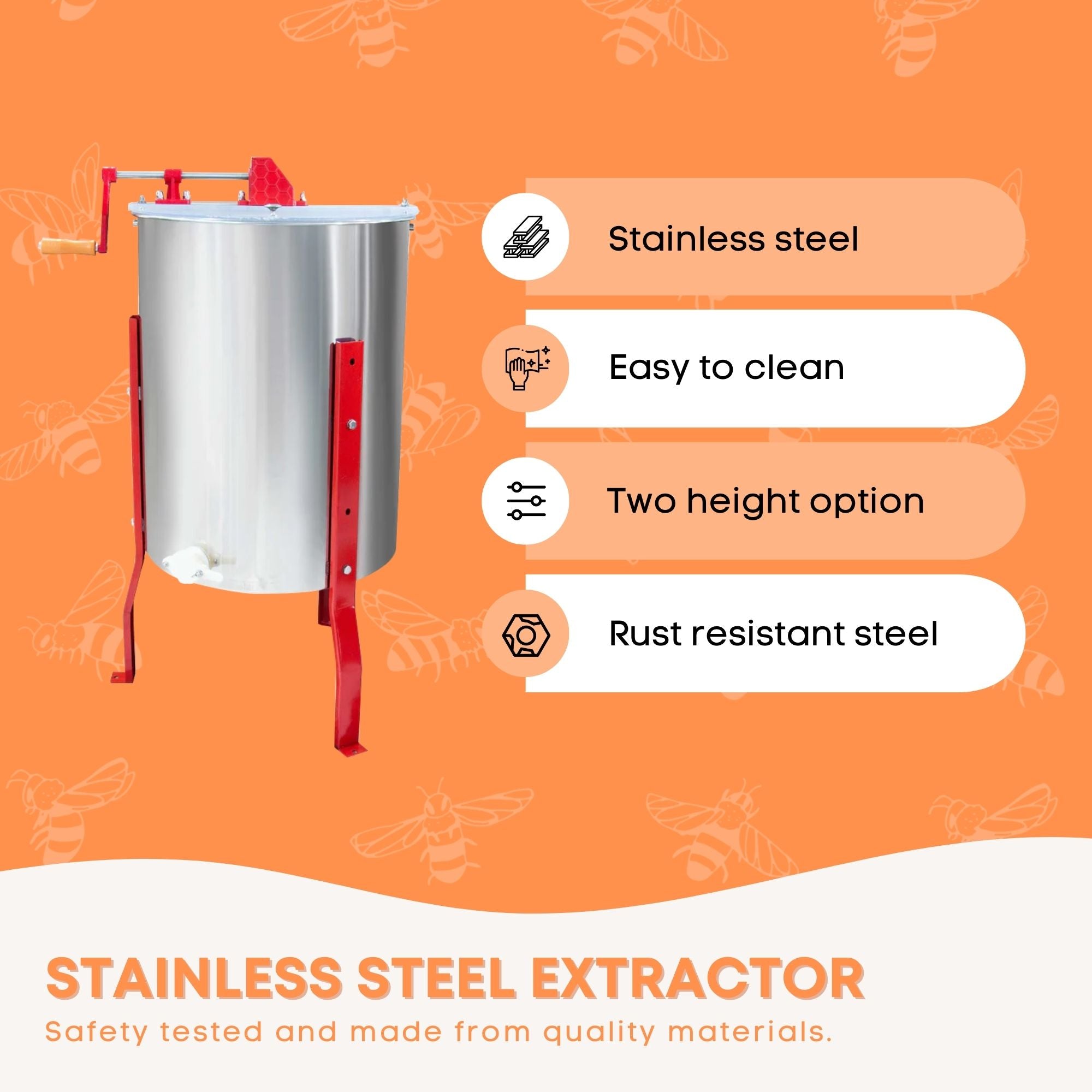 Pet ID Tags: 2 Frame Honey Extractor Stainless Manual Spinner Crank Honey Bee Hive Beekeeping