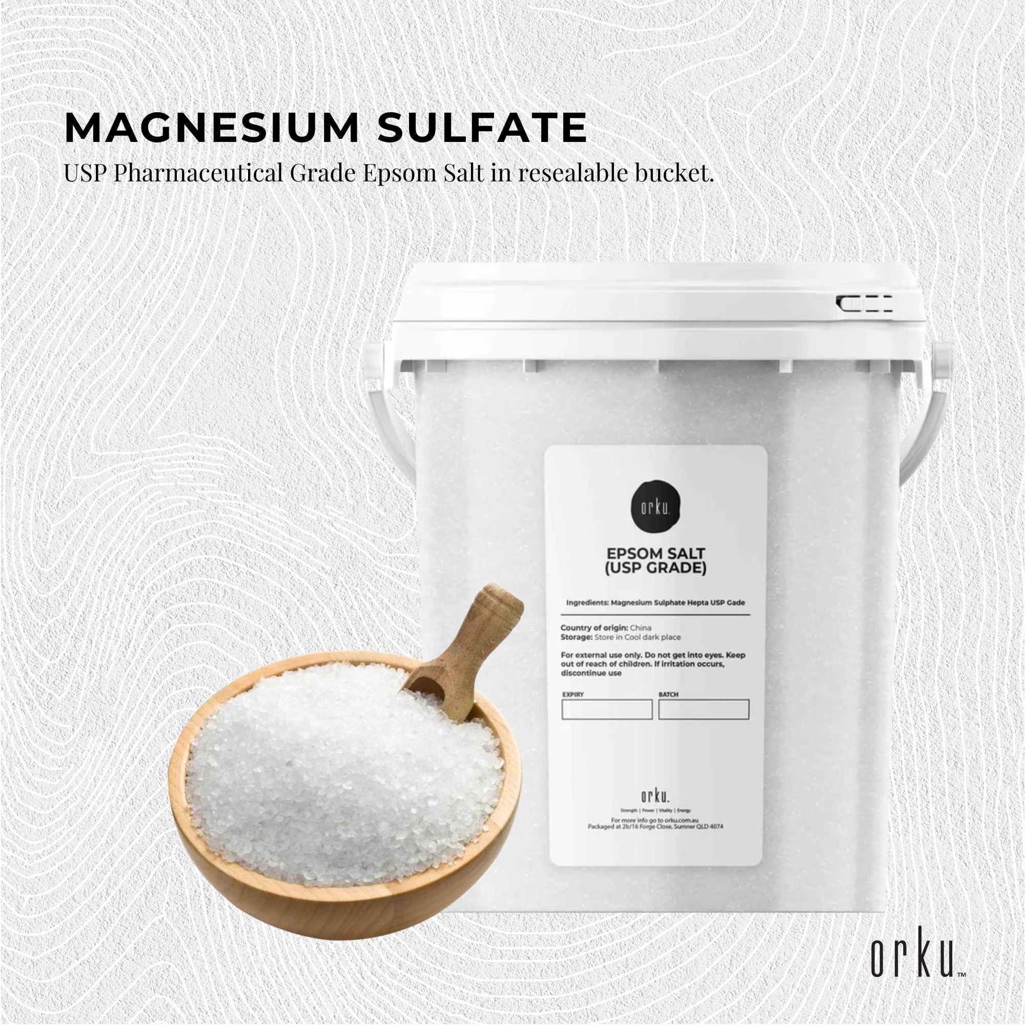 Orku 1.3Kg USP Epsom Salt Crystals Magnesium Sulphate Tub - Bath Soak Salts