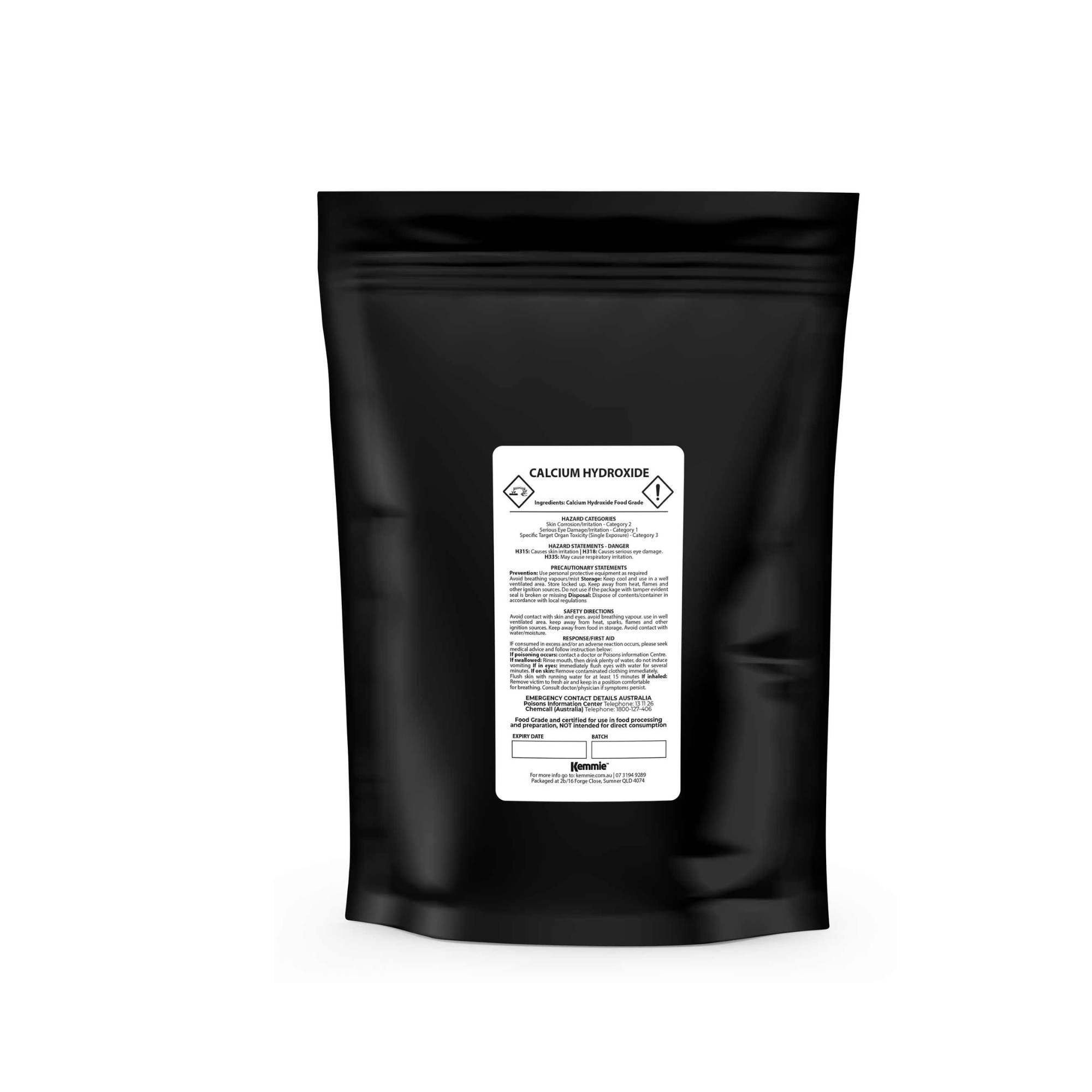 Kemmie 1Kg Calcium Hydroxide Powder - Food Grade Pickling Lime Slaked Lime FCC