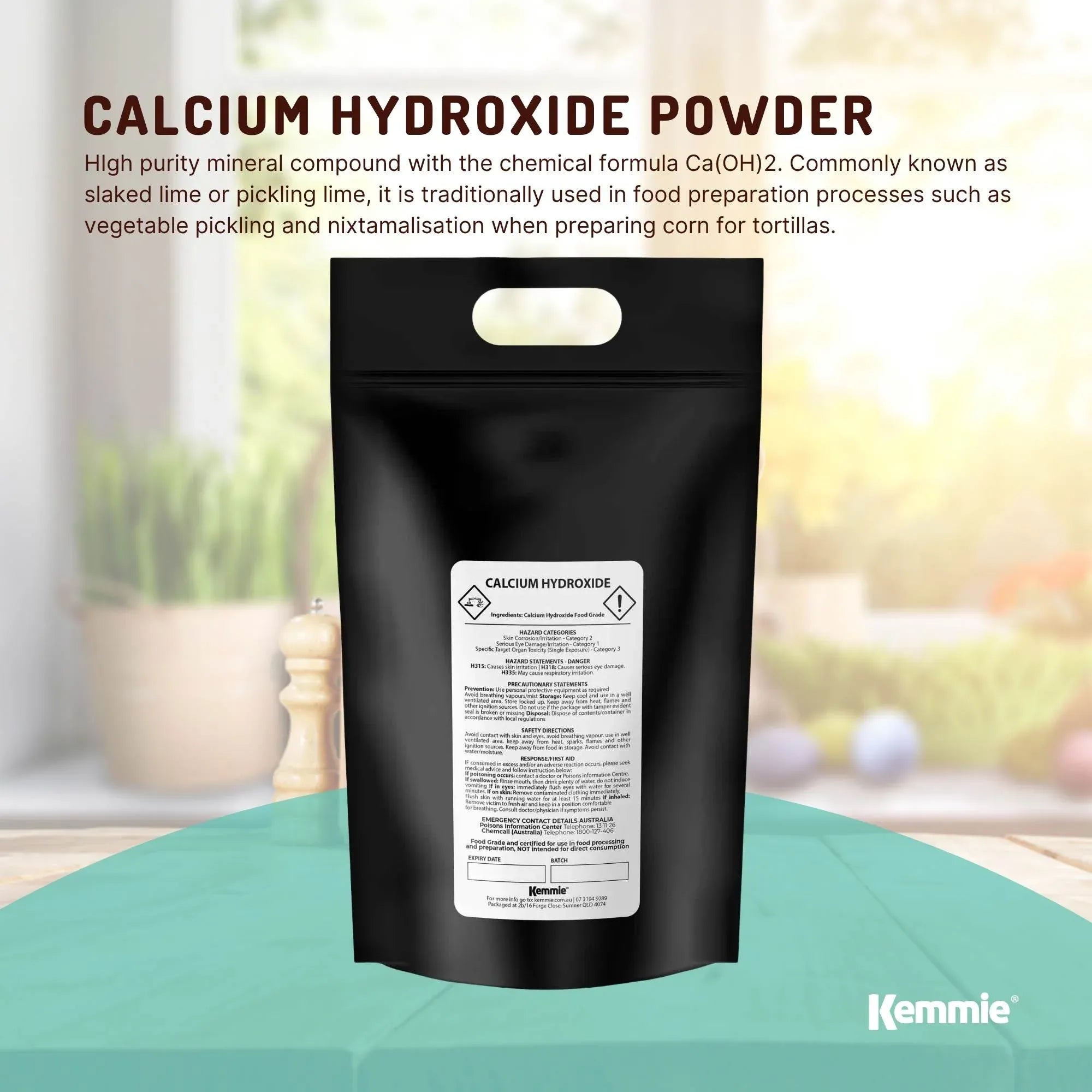 Kemmie 5Kg Calcium Hydroxide Powder - Food Grade Pickling Lime Slaked Lime FCC