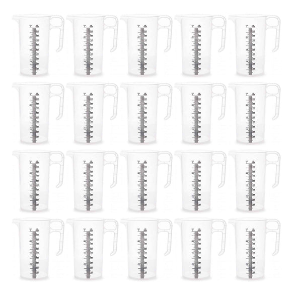 20x 1L Measuring Jug Heavy Duty Clear Plastic Propylene Food Grade BPA 5 Pro-Jug