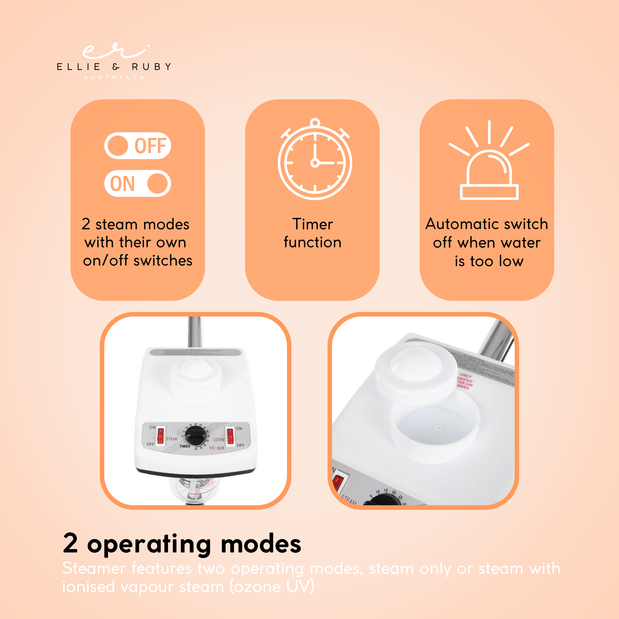 Facial Cleansers: Ellie & Ruby Facial Steamer Professional Ozone Face Sauna Deep Skin Cleansing