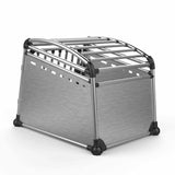 Dog Carriers & Crates: Aluminium Dog Travel Crate 56x65x77cm - Medium Pet Car Transport Cage Kennel Box