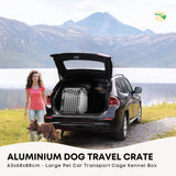 Dog Carriers & Crates: Aluminium Dog Travel Crate 63x68x88cm - Large Pet Car Transport Cage Kennel Box