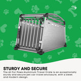 Dog Carriers & Crates: Aluminium Dog Travel Crate 63x68x88cm - Large Pet Car Transport Cage Kennel Box